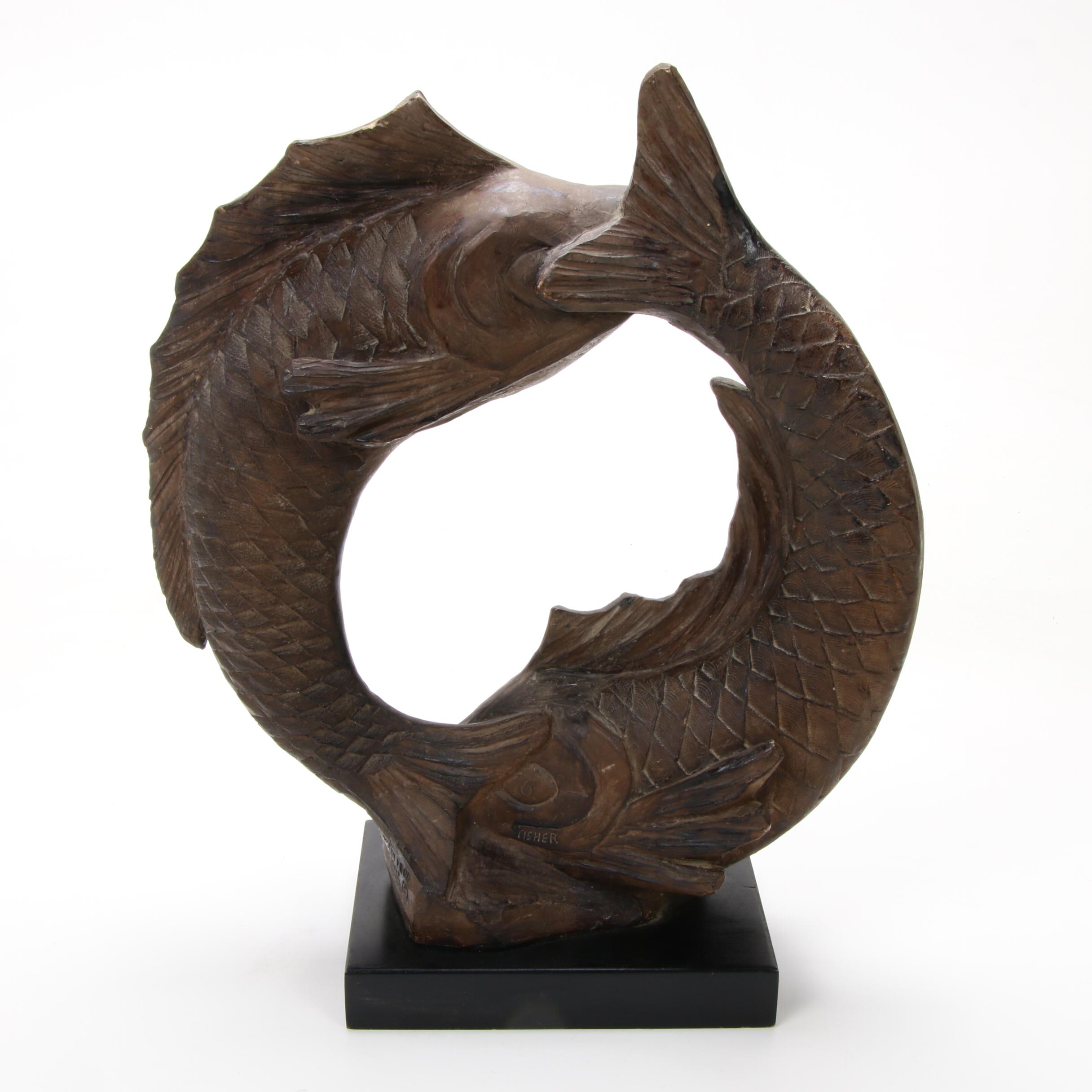 Austin Productions David Fisher Resin Fish Sculpture, 1985