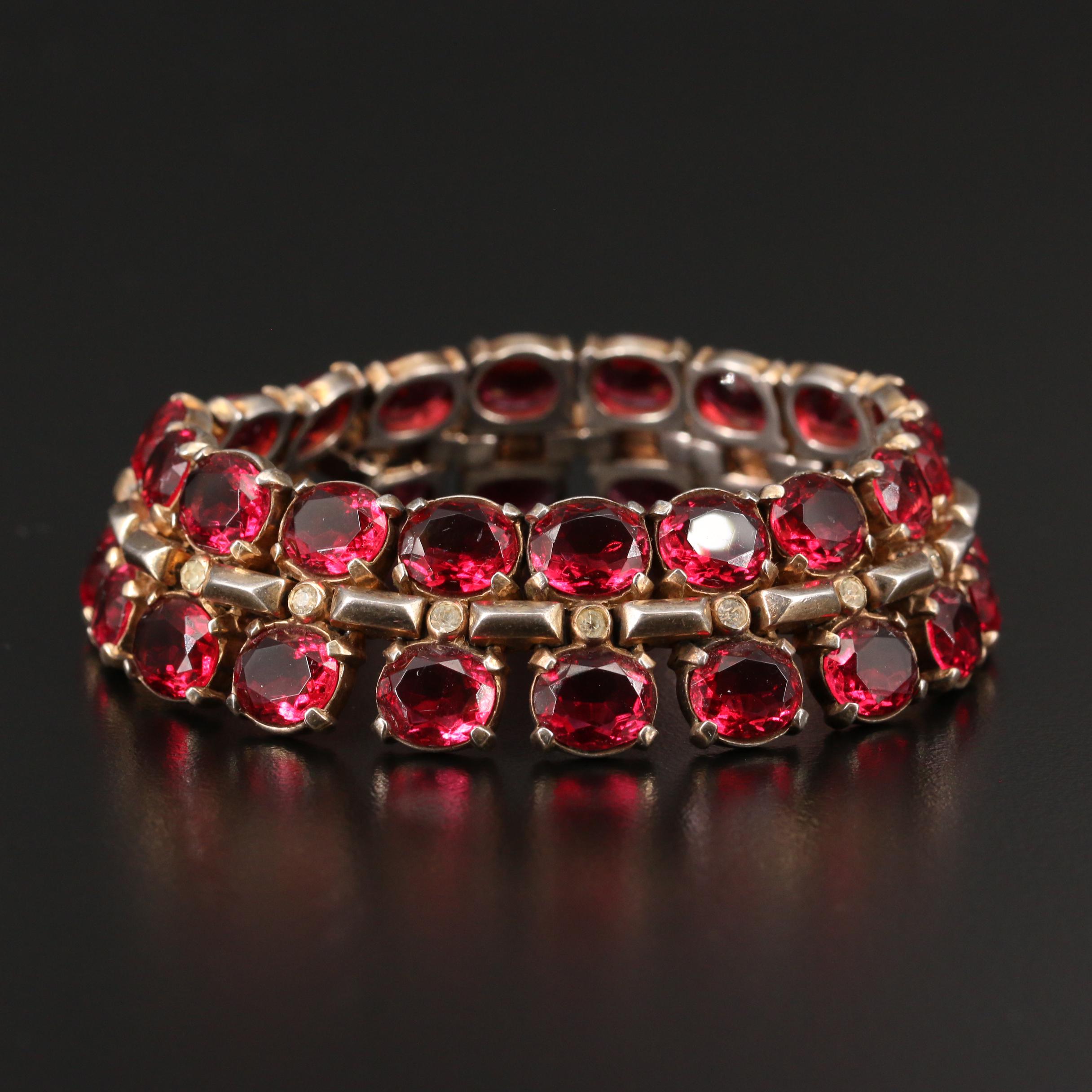 Vintage Crown Trifari Sterling Silver Matching Necklace and Bracelet Set