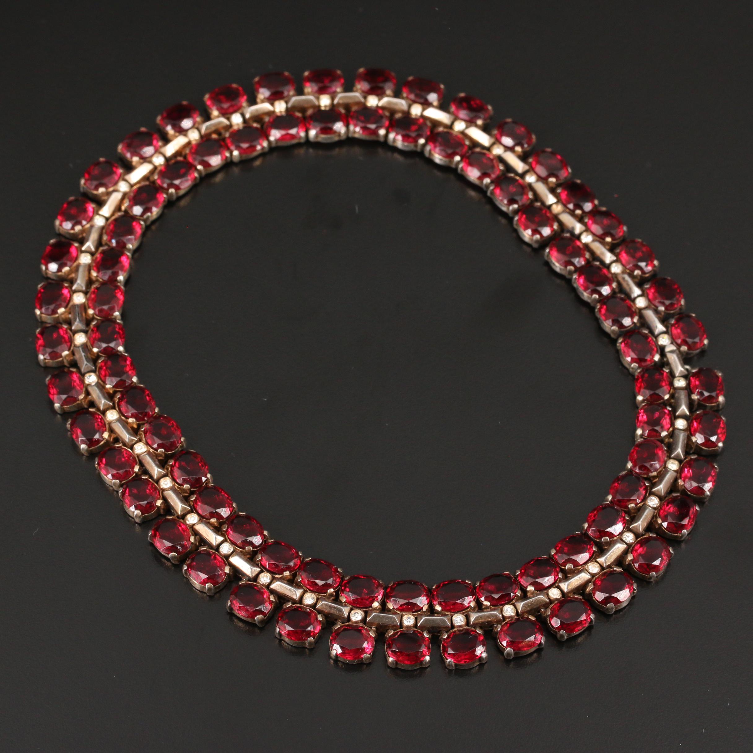 Vintage Crown Trifari Sterling Silver Matching Necklace and Bracelet Set