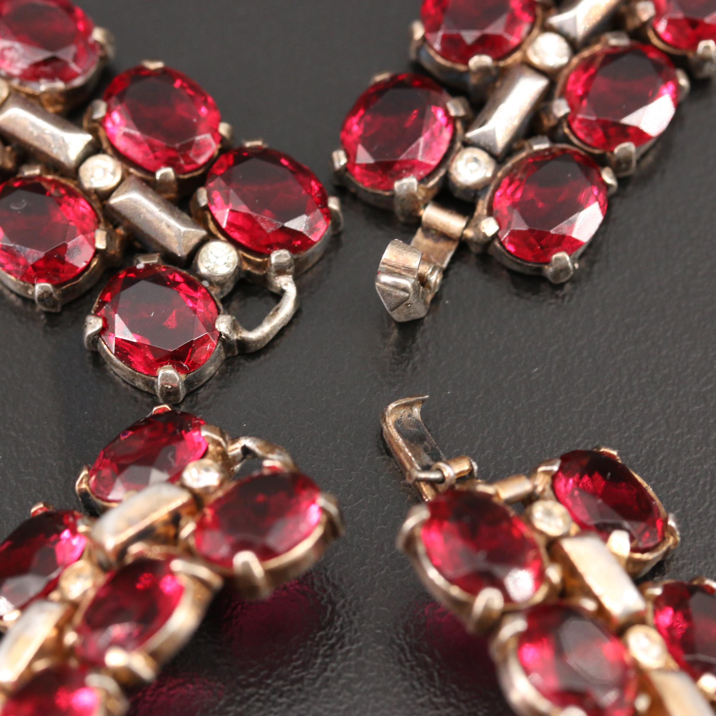 Vintage Crown Trifari Sterling Silver Matching Necklace and Bracelet Set