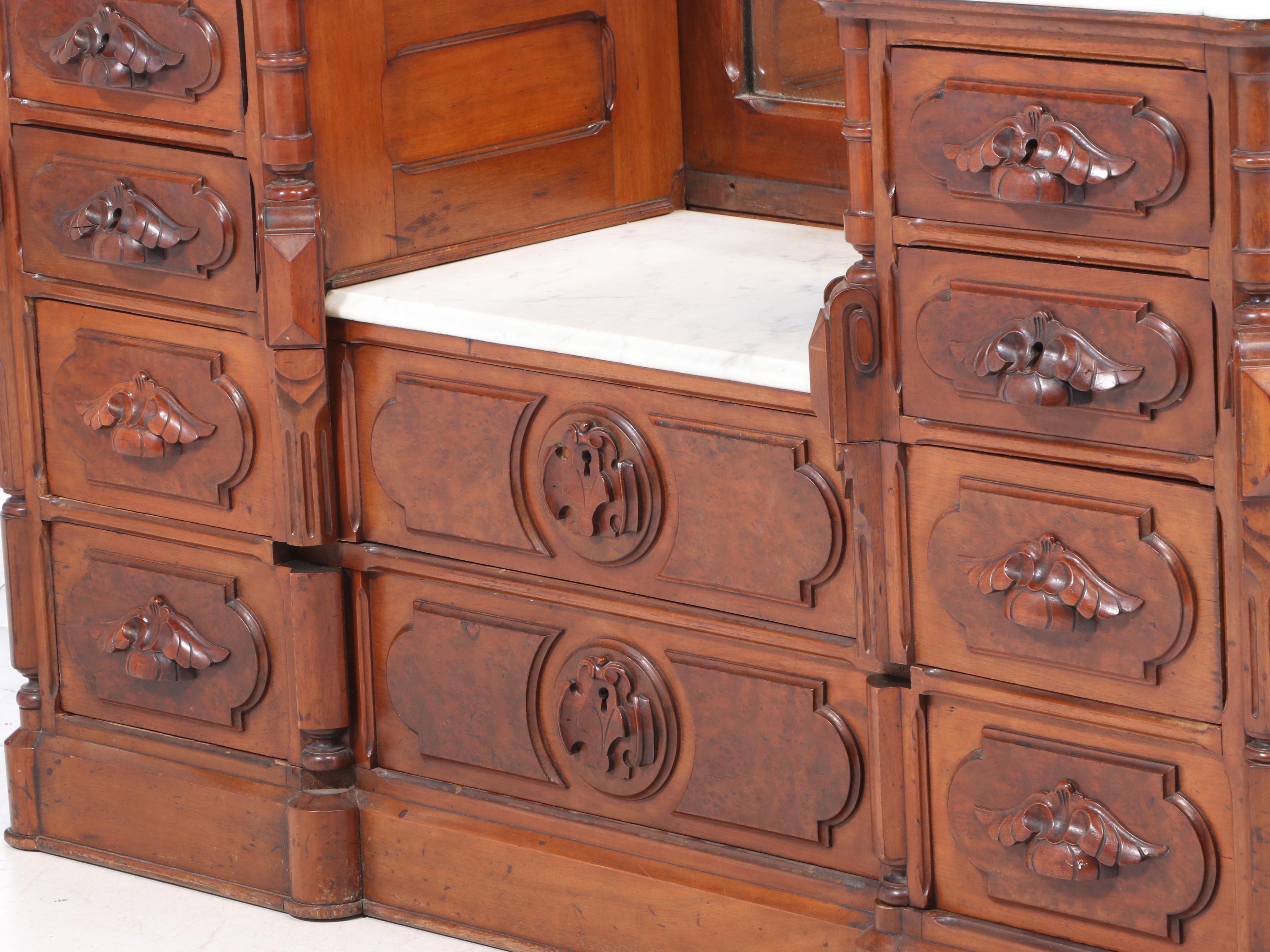 Mitchell & Rammelsberg Victorian Marble Top Walnut Vanity, Late 19th Century