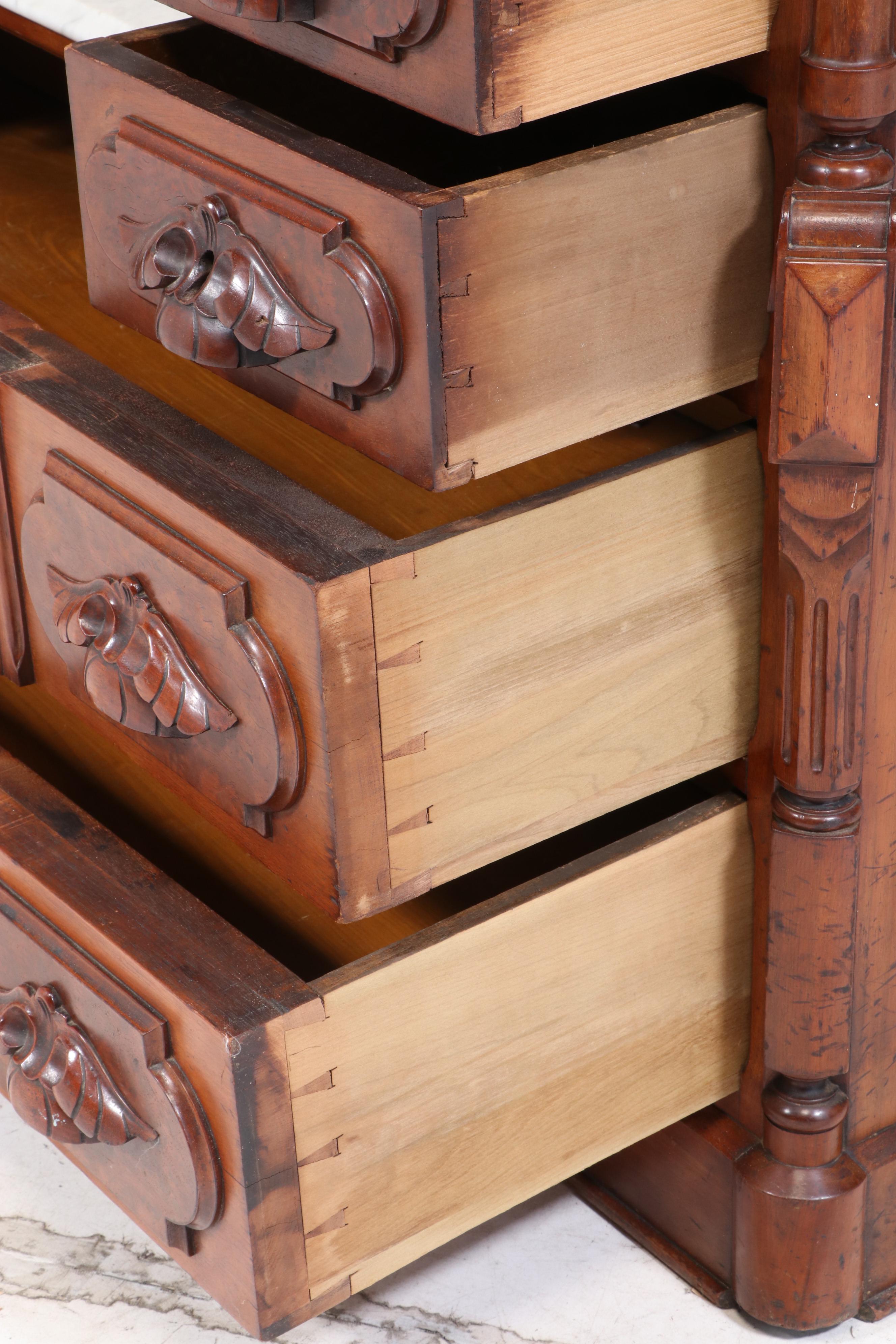 Mitchell & Rammelsberg Victorian Marble Top Walnut Vanity, Late 19th Century