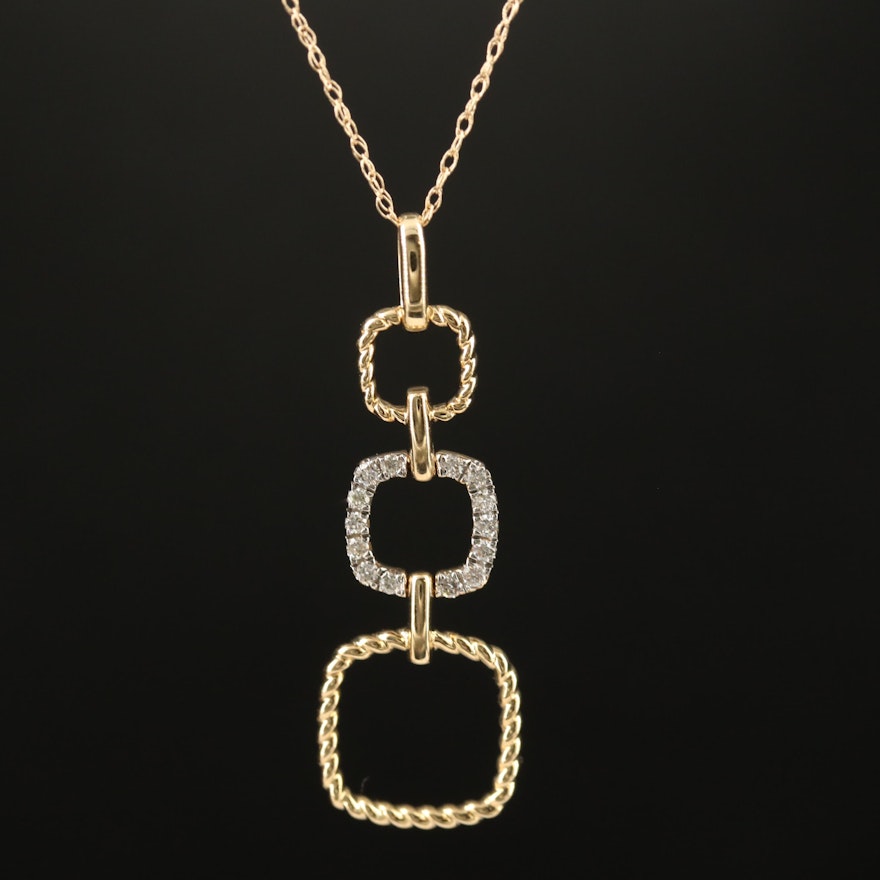 14K Diamond Geometric Pendant Necklace