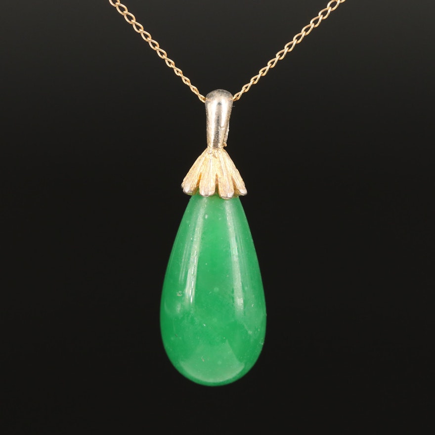 Glass Pendant on 14K Curb Chain Necklace