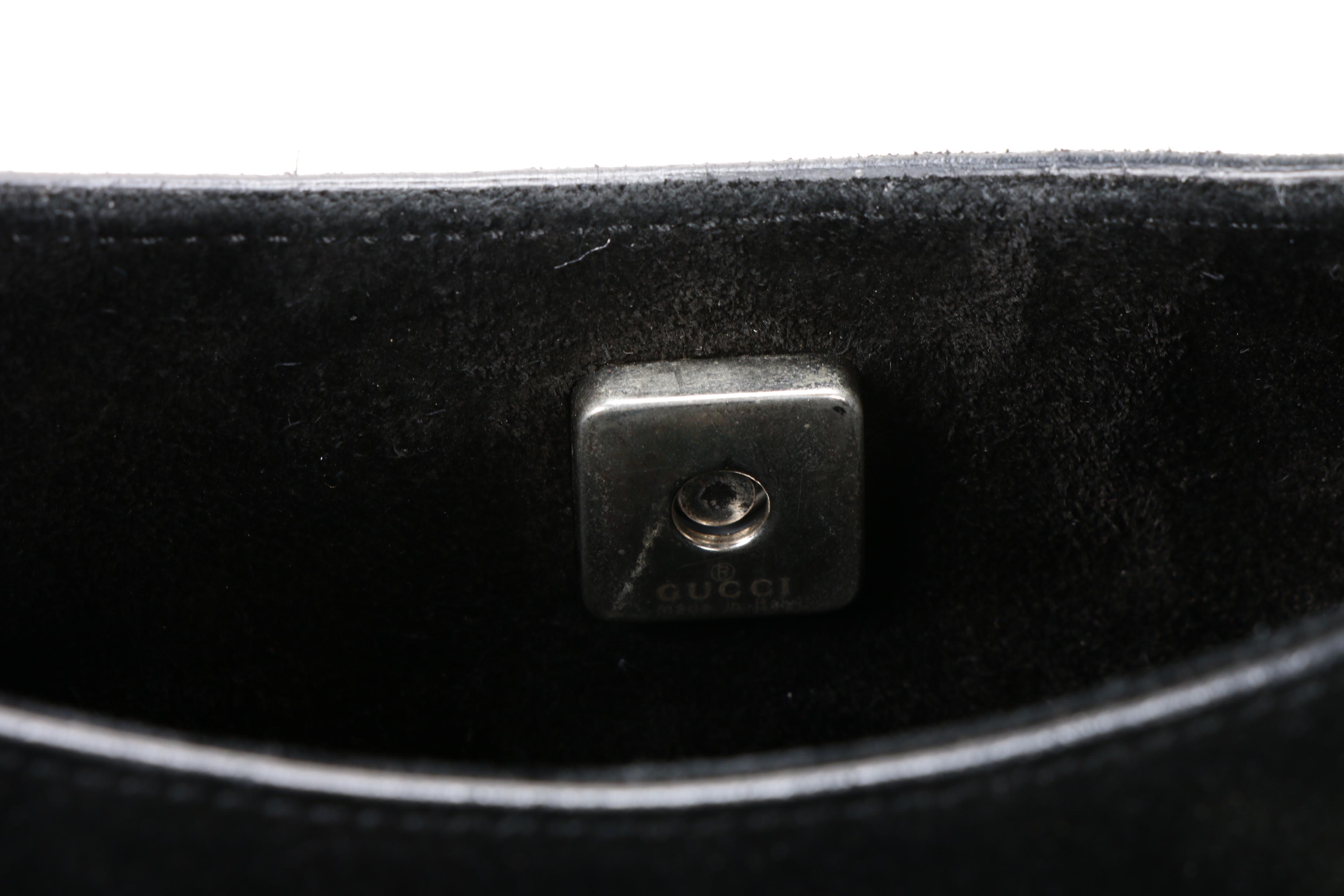 Gucci Bamboo Handle Black Suede and Leather Handbag