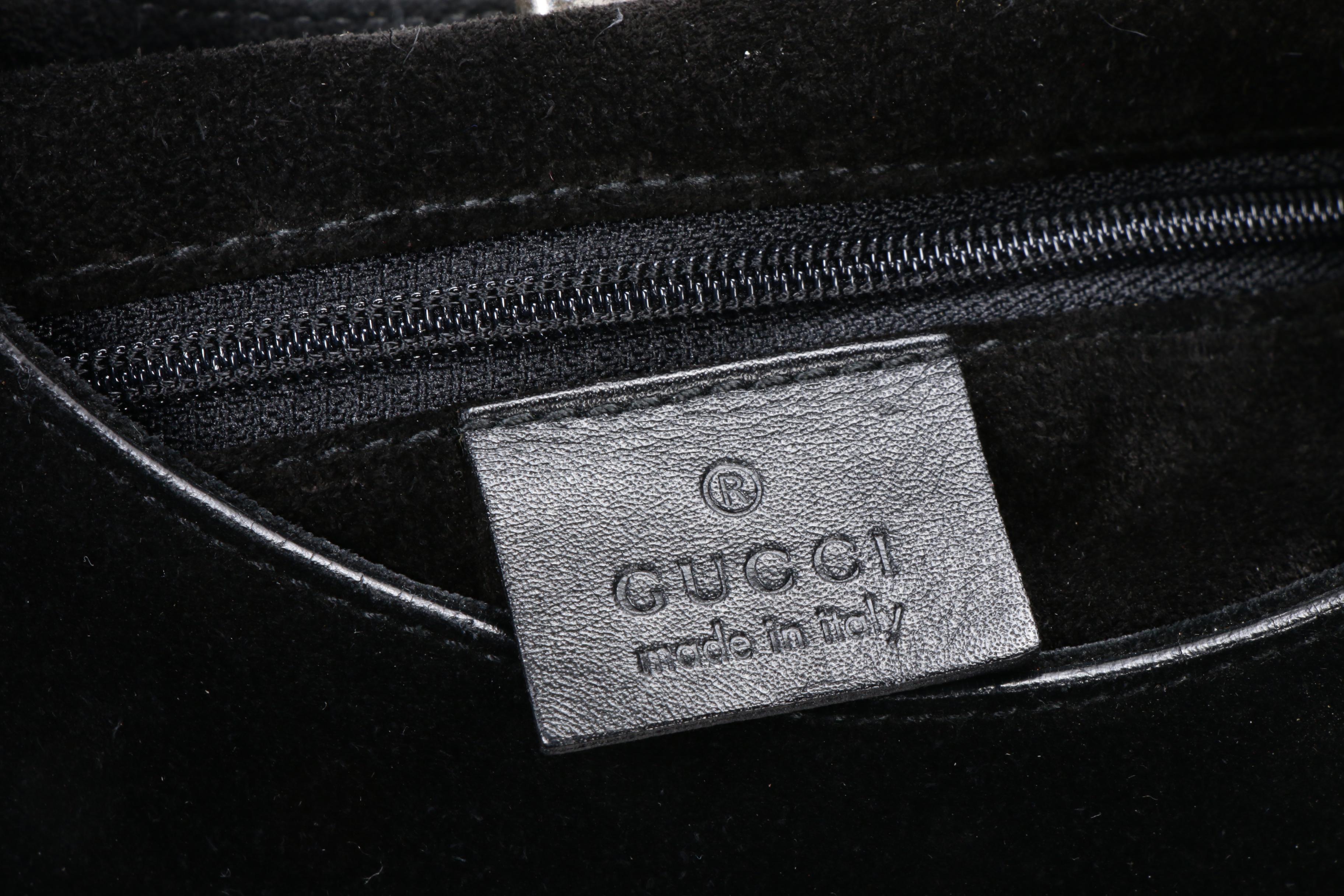 Gucci Bamboo Handle Black Suede and Leather Handbag