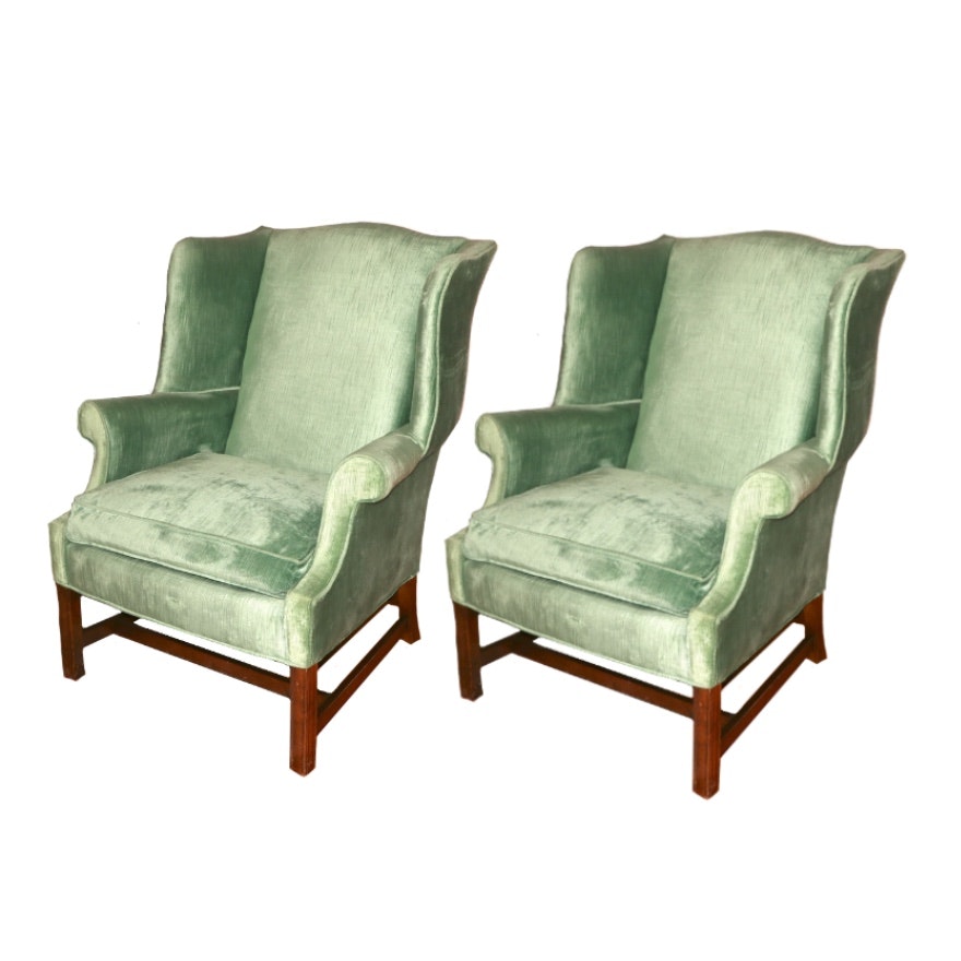 Pair of Frederick Edward Upholstered Wingback Armchairs