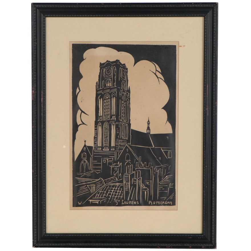 Relief Print "St. Laurens, Rotterdam", Mid to Late 20th Century