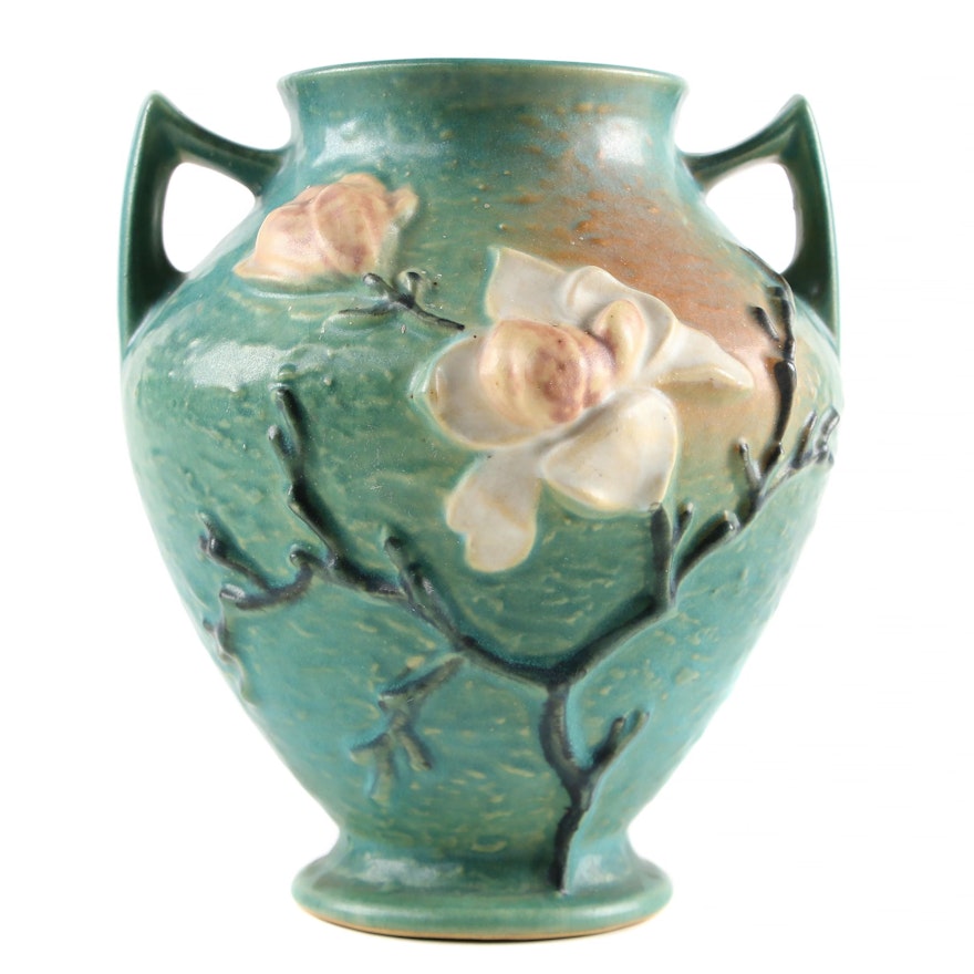 Roseville Pottery Green "Magnolia" Vase, Mid-20th Century