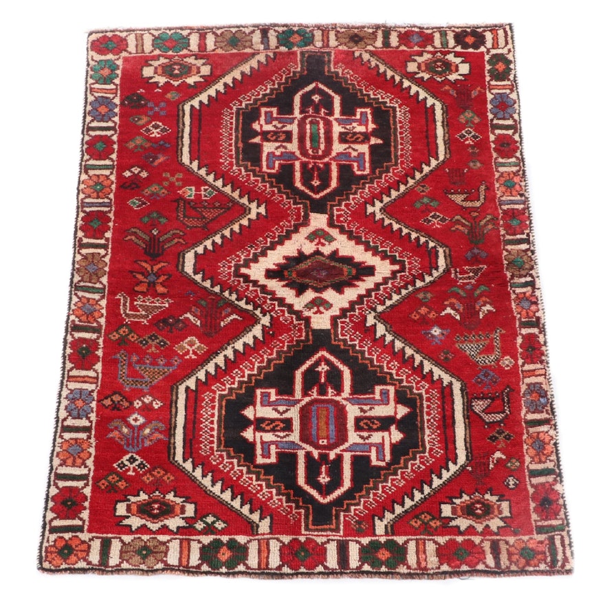 3'11 x 5'5 Hand-Knotted Persian Yalameh Wool Rug