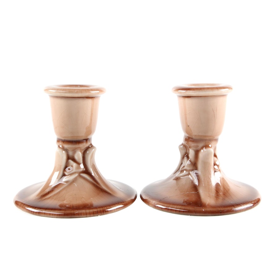 Pair of Rookwood Pottery Production Candlesticks, 1946