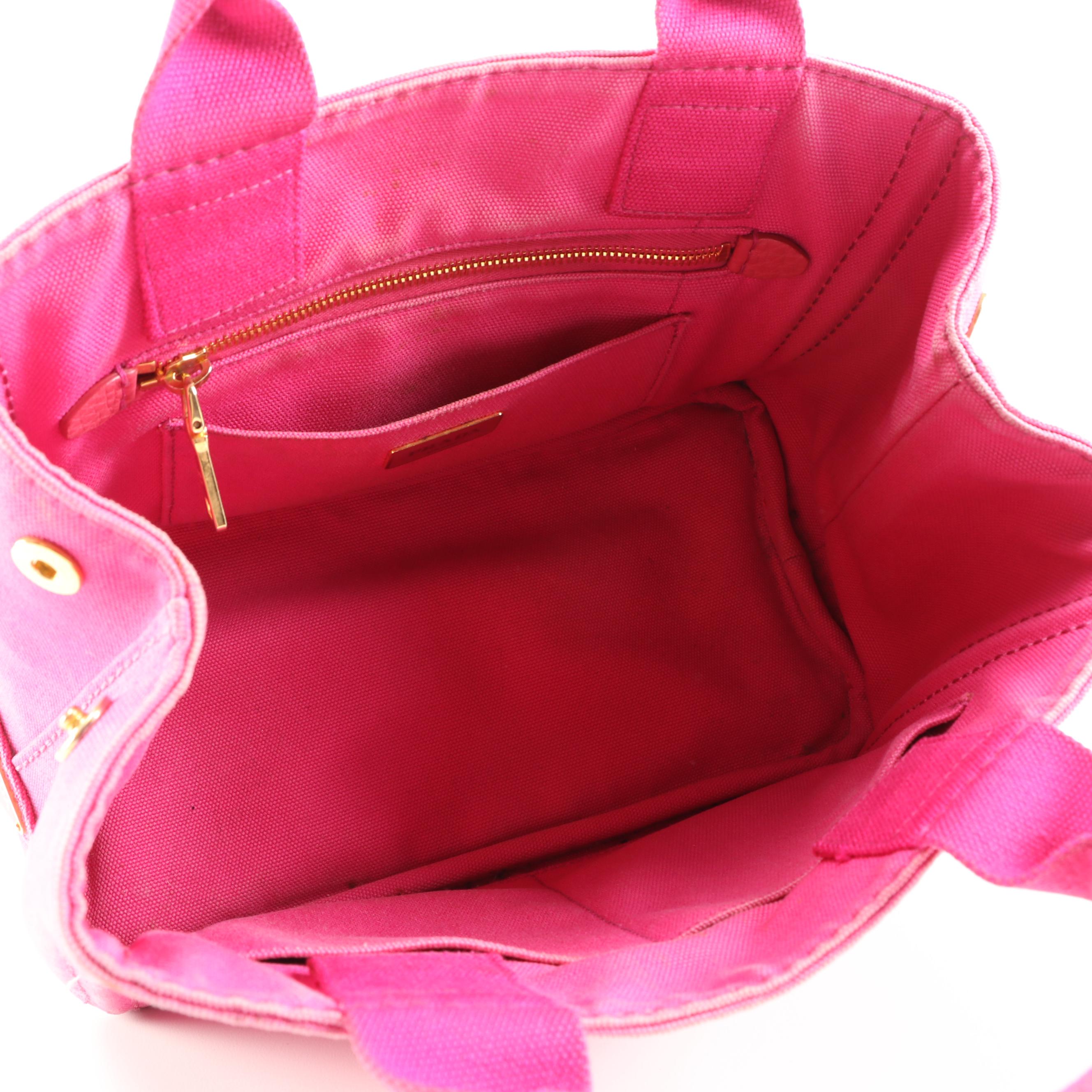 Prada Canapa Pink Canvas Tote Bag