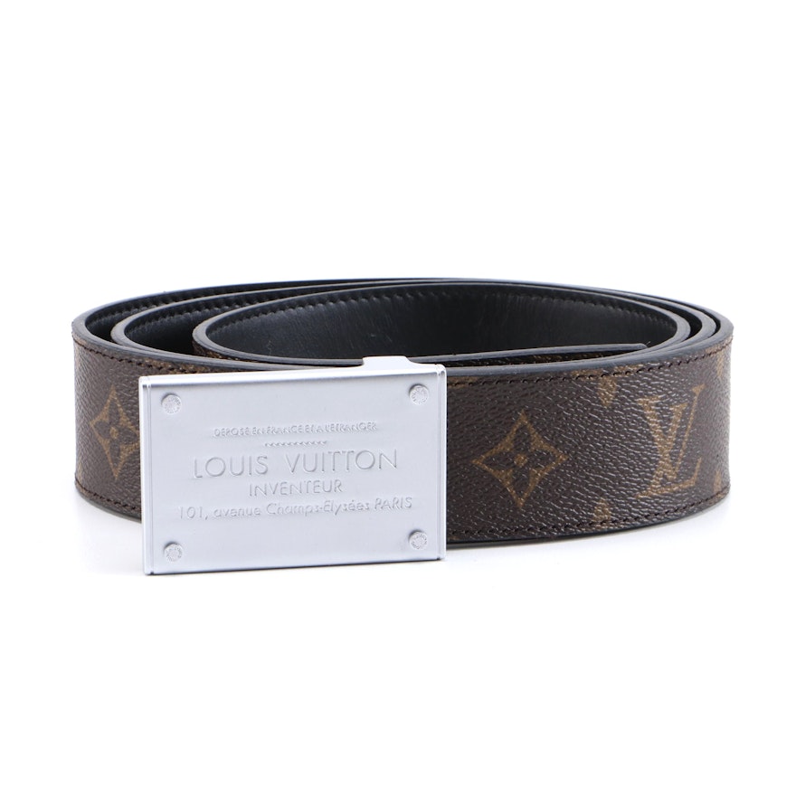 Men's Louis Vuitton Neo Inventeur Reversible Monogram Canvas and Leather Belt