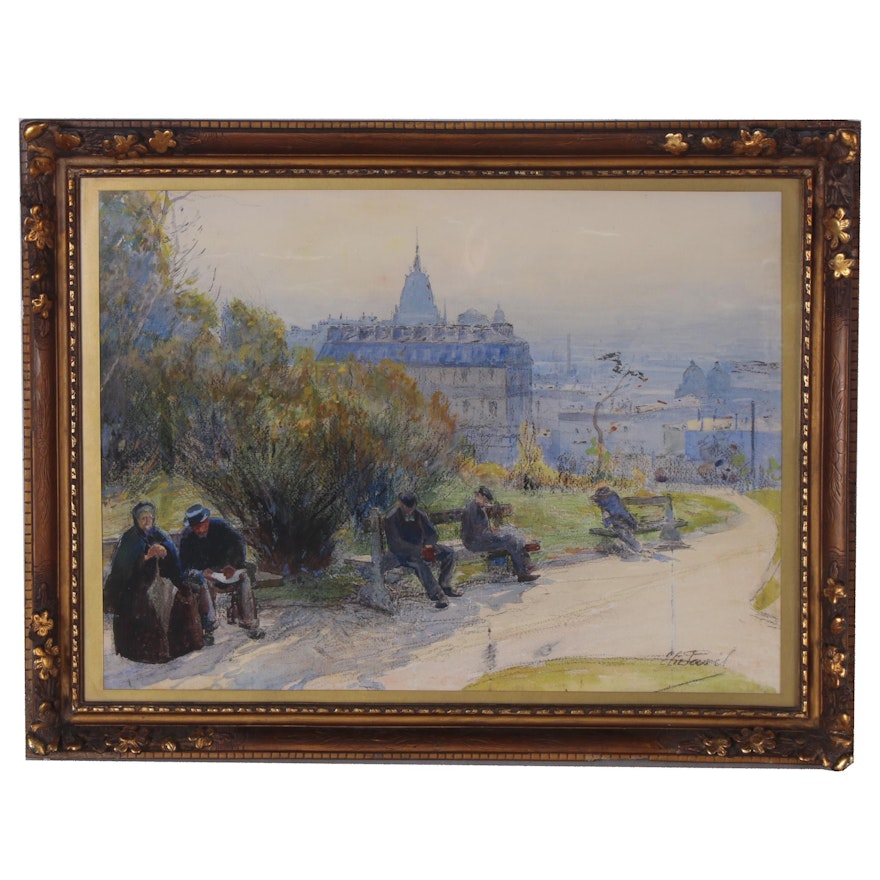 Elie Anatole Pavil Watercolor Painting, Early to Mid 20th Century