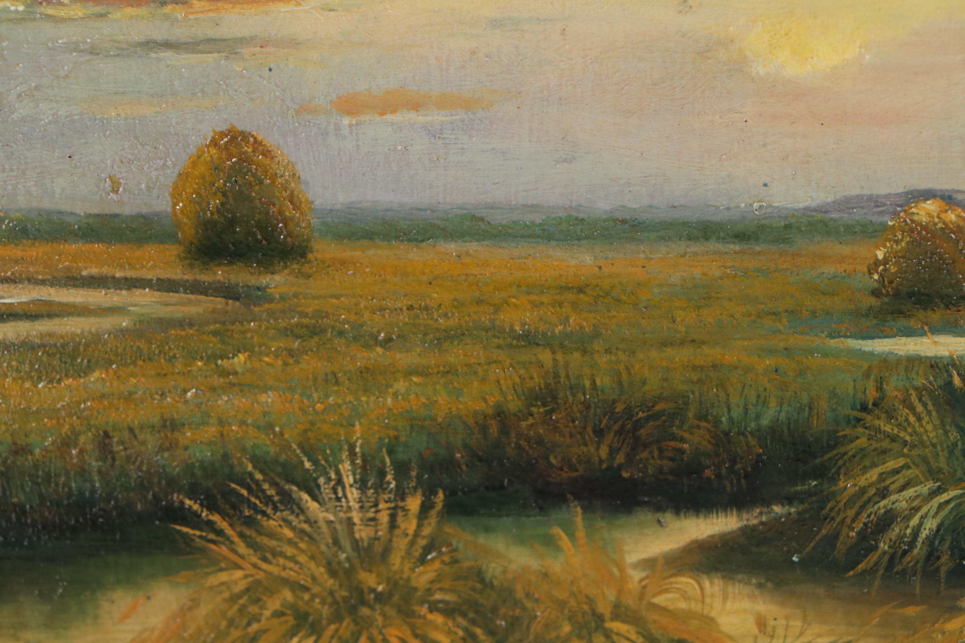 Salt Marsh Landscape Oil Painting, Circle of Martin Johnson Heade