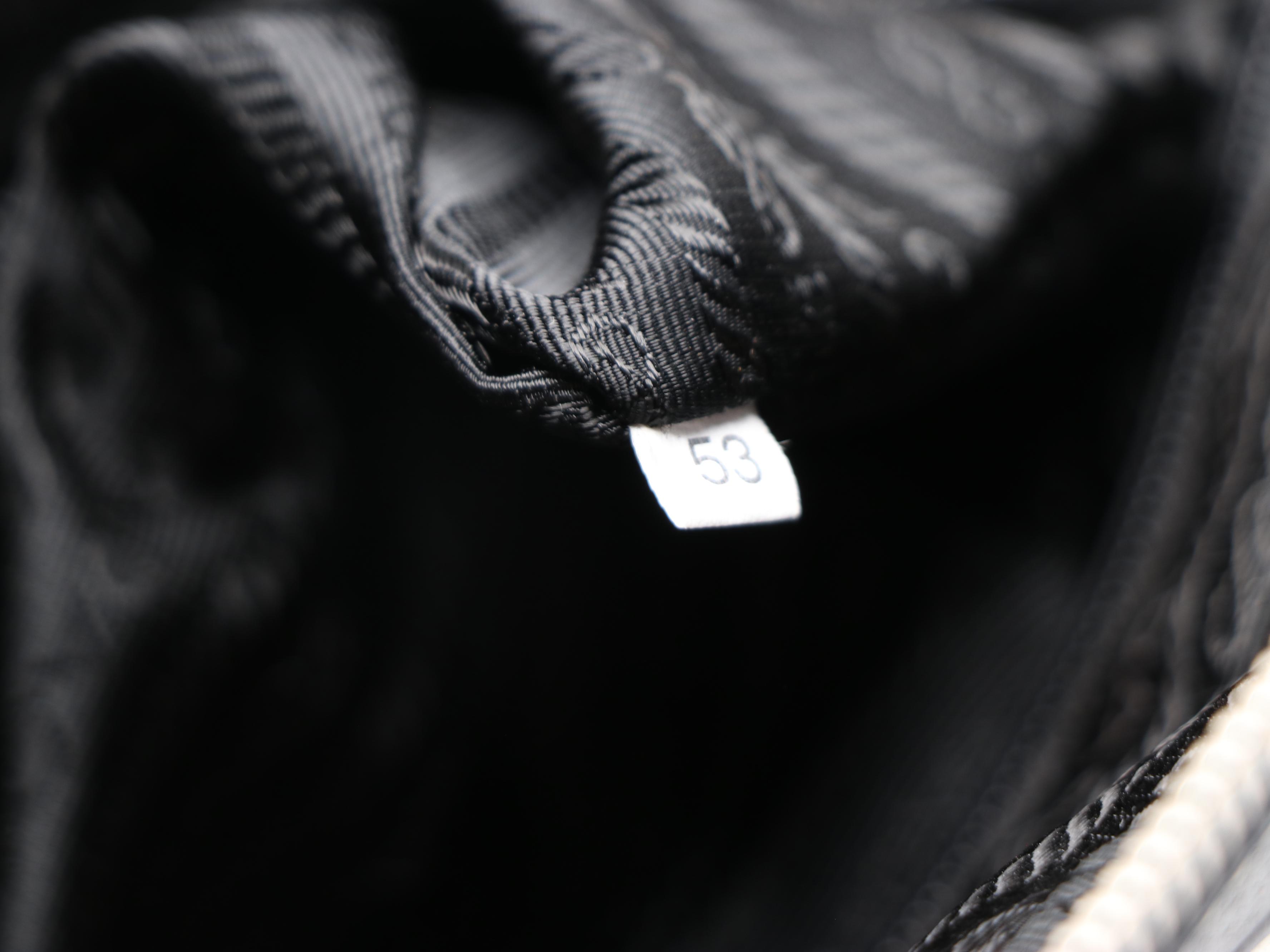 Prada Navy and Light Beige Canvas Bowler Bag