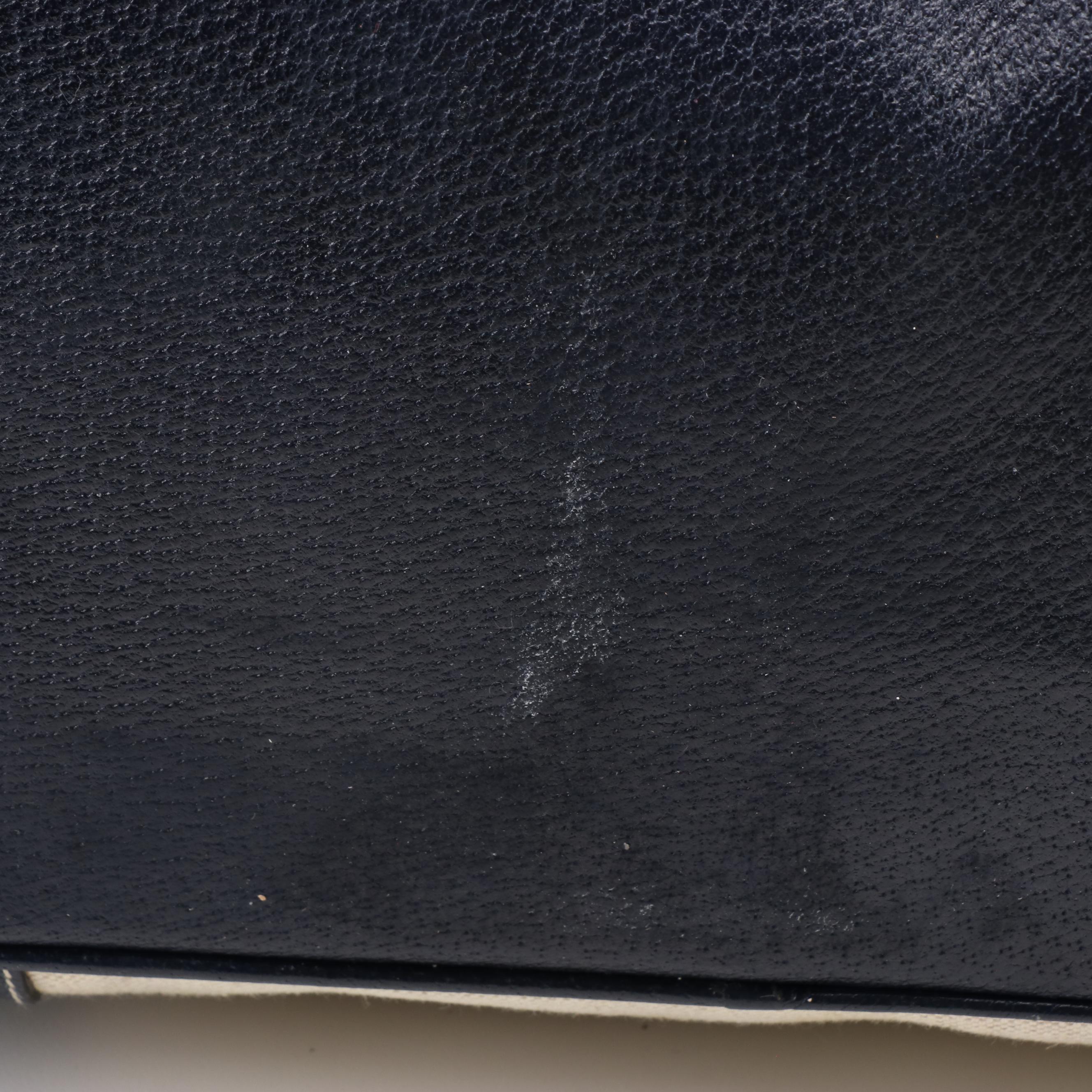 Prada Navy and Light Beige Canvas Bowler Bag