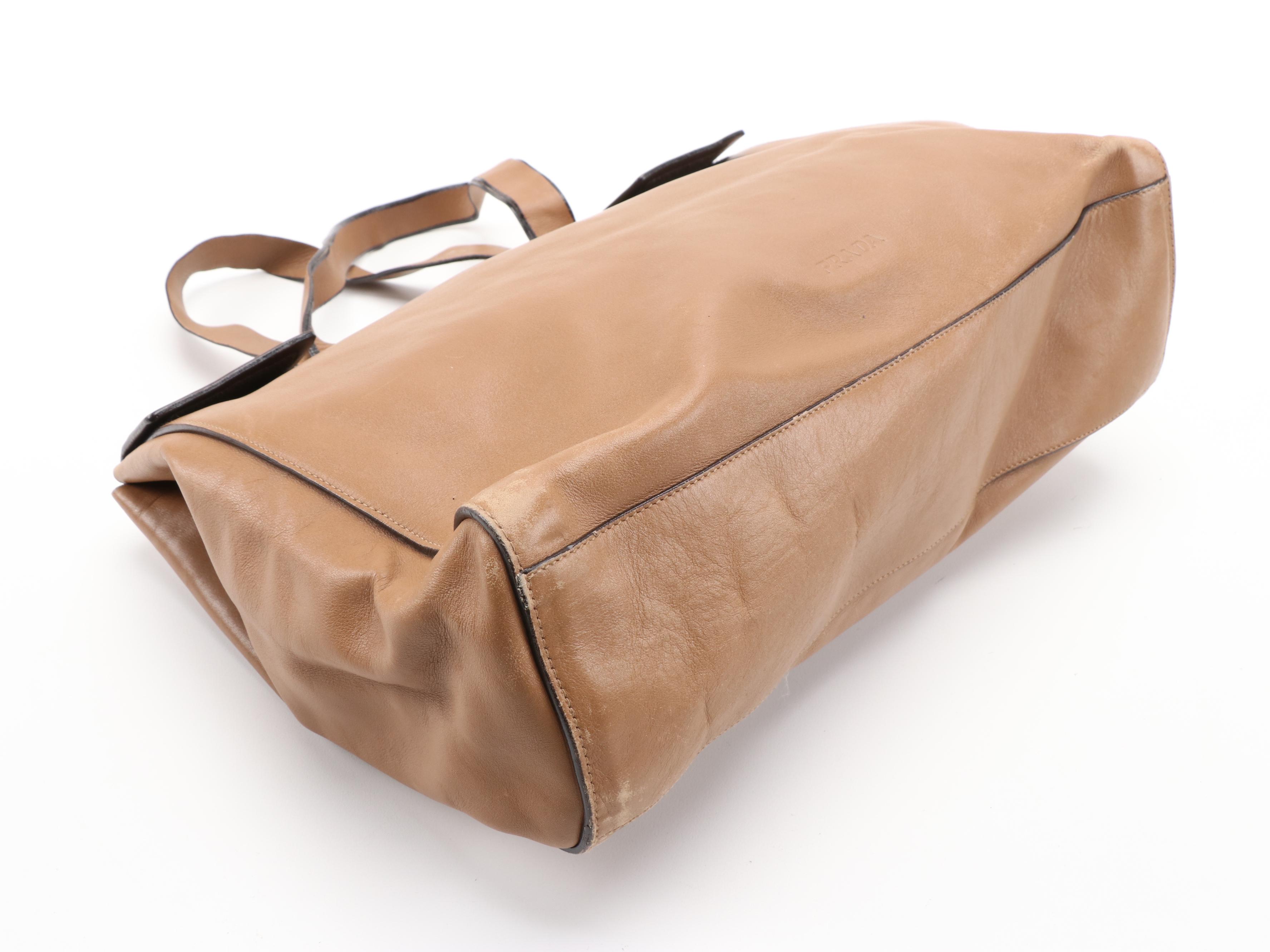 Prada Tan Leather Tote Bag