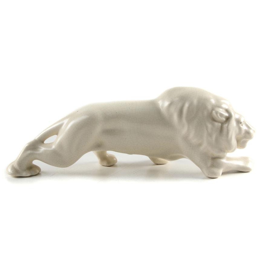 Ceramic Lion Figurine, Mid-20th Century