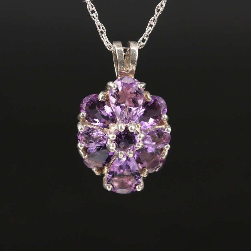 Sterling Amethyst Pendant Necklace