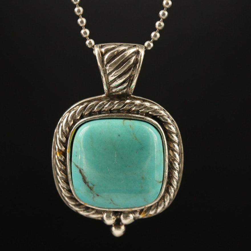 Sterling Turquoise Pendant Necklace