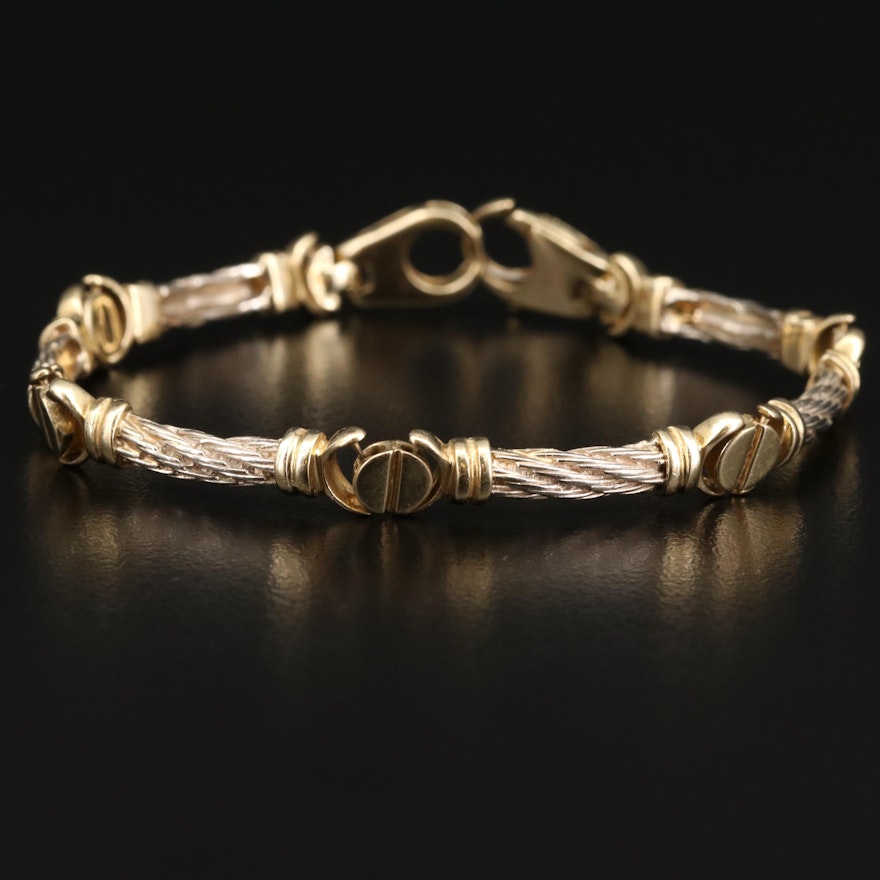 14K Link Bracelet with Twisted Cables