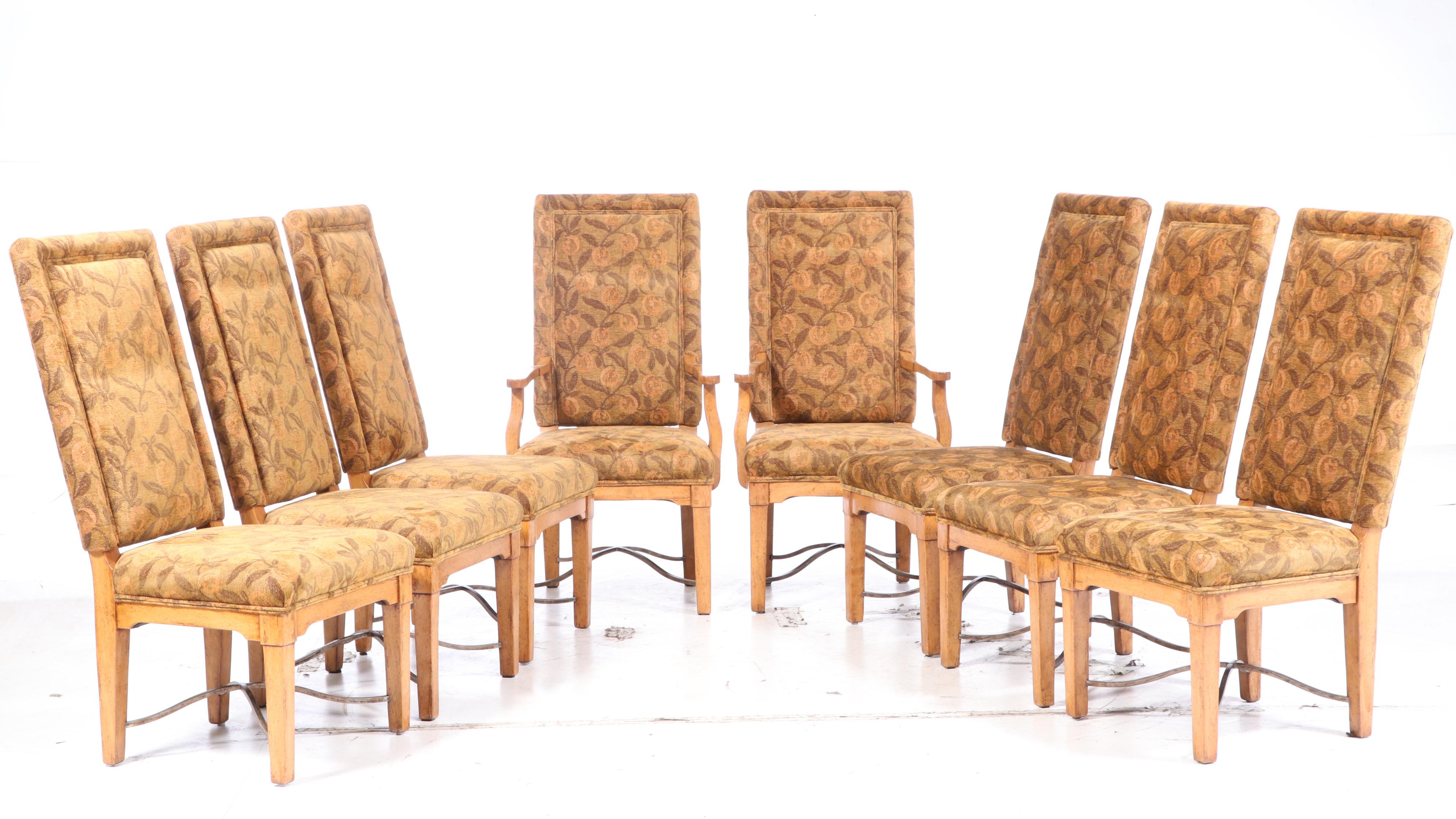 Nine-Piece Bausman & Company Chinese Style Iron-Mounted Hardwood Dining Set