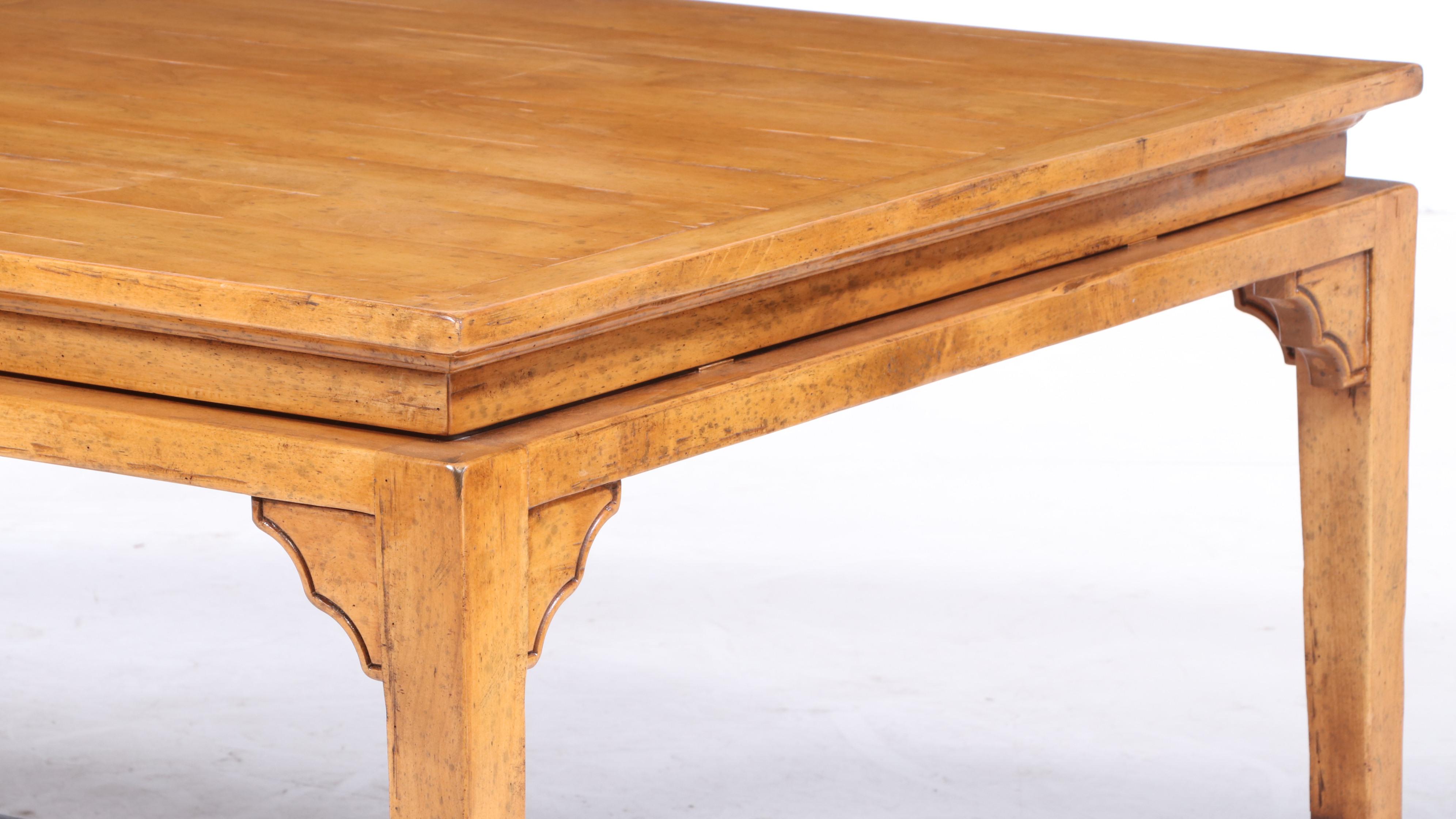 Nine-Piece Bausman & Company Chinese Style Iron-Mounted Hardwood Dining Set