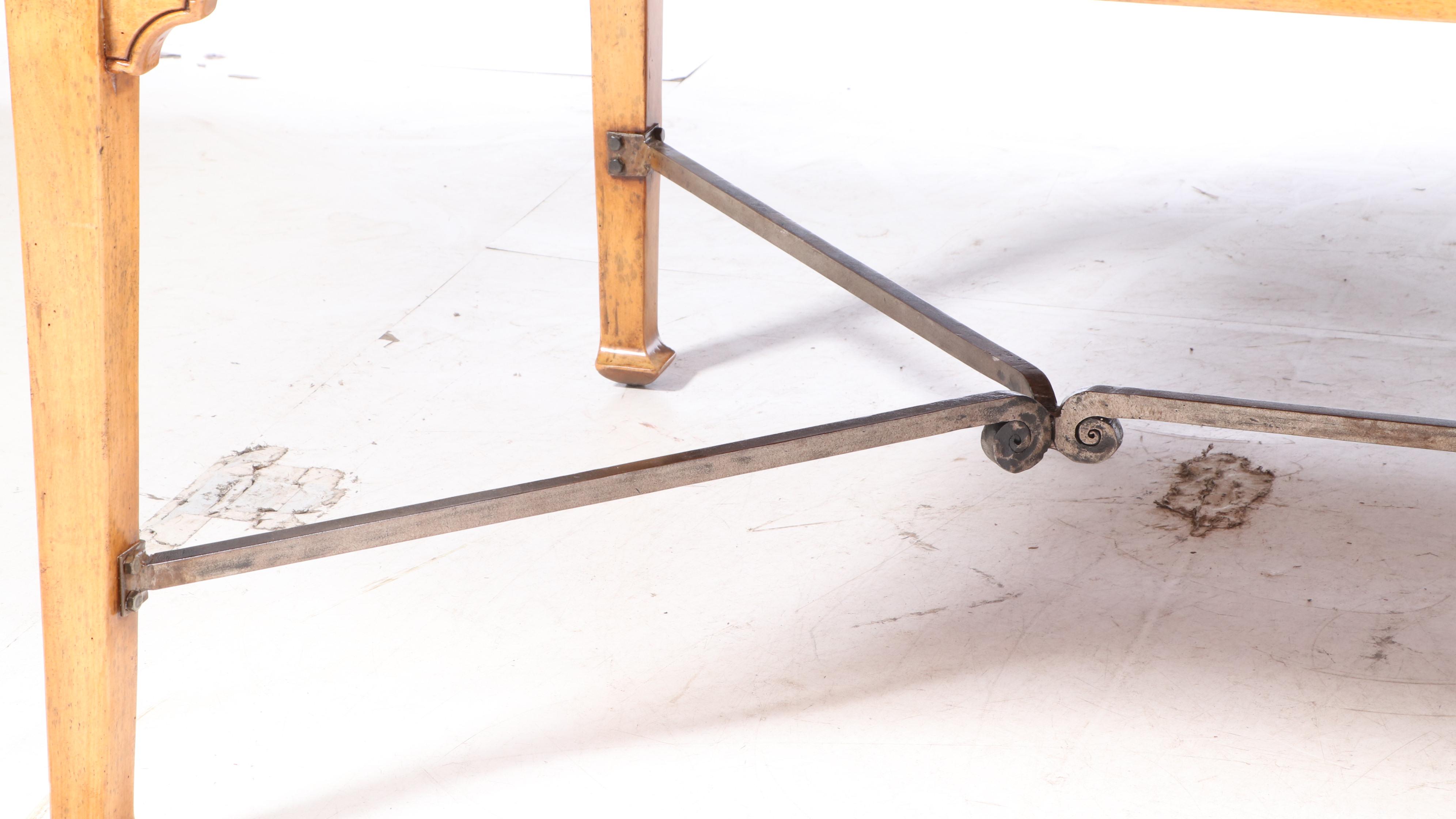 Nine-Piece Bausman & Company Chinese Style Iron-Mounted Hardwood Dining Set