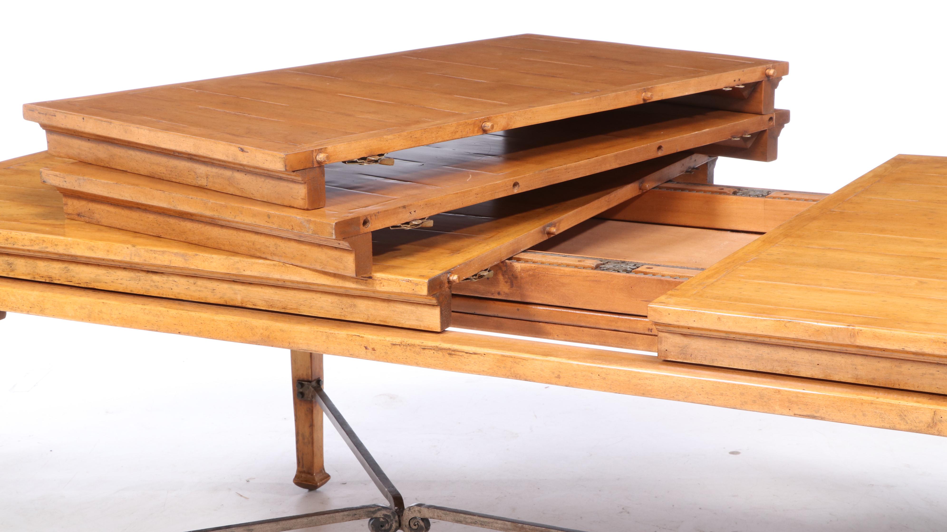 Nine-Piece Bausman & Company Chinese Style Iron-Mounted Hardwood Dining Set