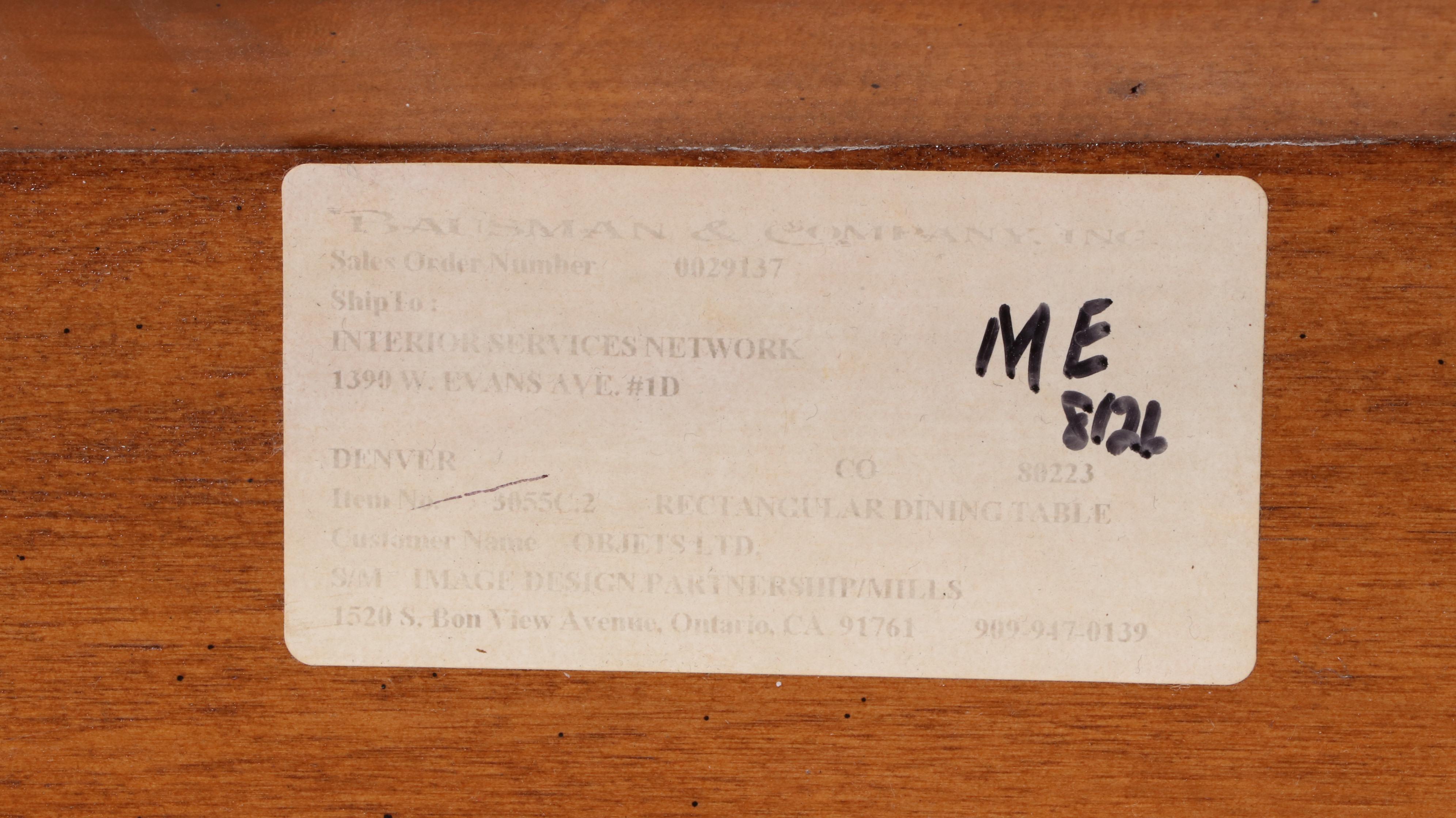 Nine-Piece Bausman & Company Chinese Style Iron-Mounted Hardwood Dining Set