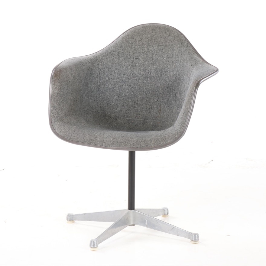 Eames Style Fiberglass Shell Chair with Upholstered Seat, Mid-20th Century
