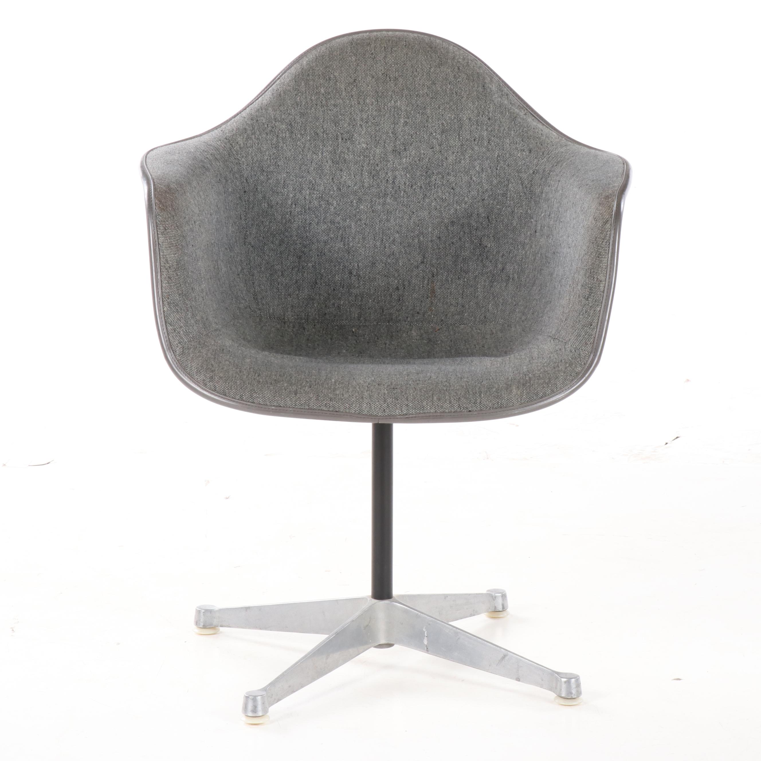 Eames Style Fiberglass Shell Chair with Upholstered Seat, Mid-20th Century