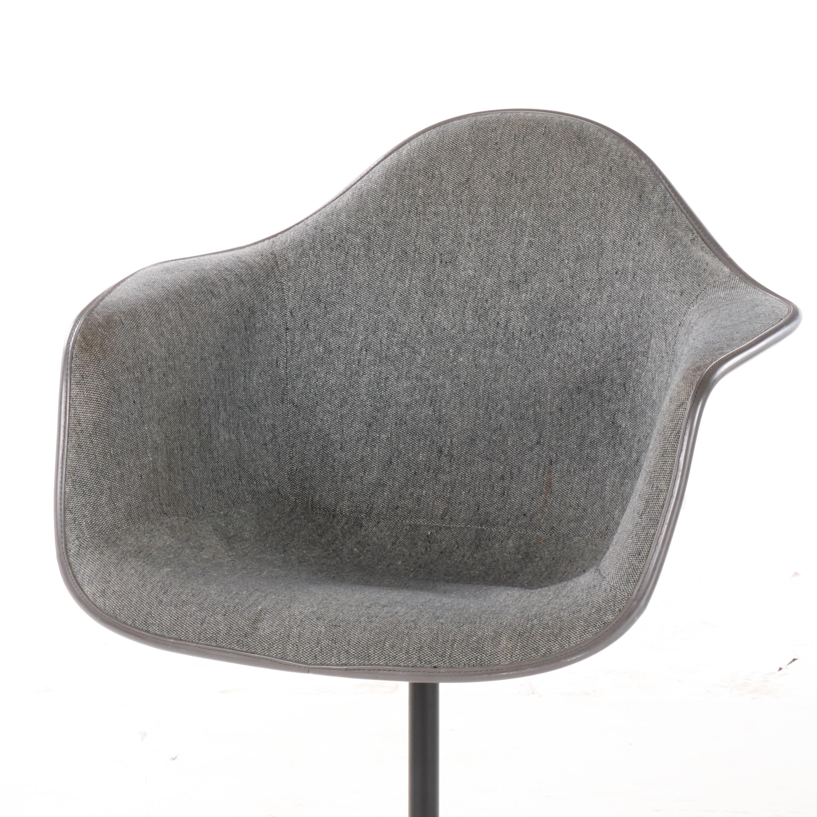 Eames Style Fiberglass Shell Chair with Upholstered Seat, Mid-20th Century