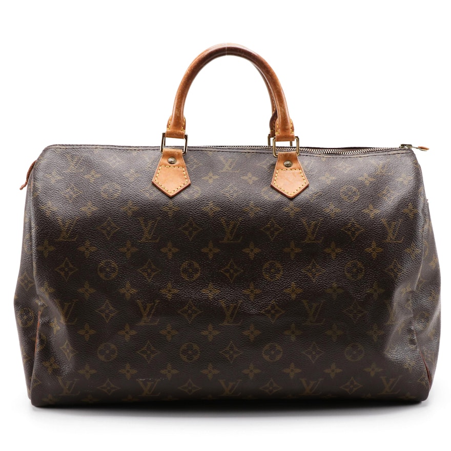 Louis Vuitton Speedy 40 Bag in Monogram Canvas and Vachetta Leather