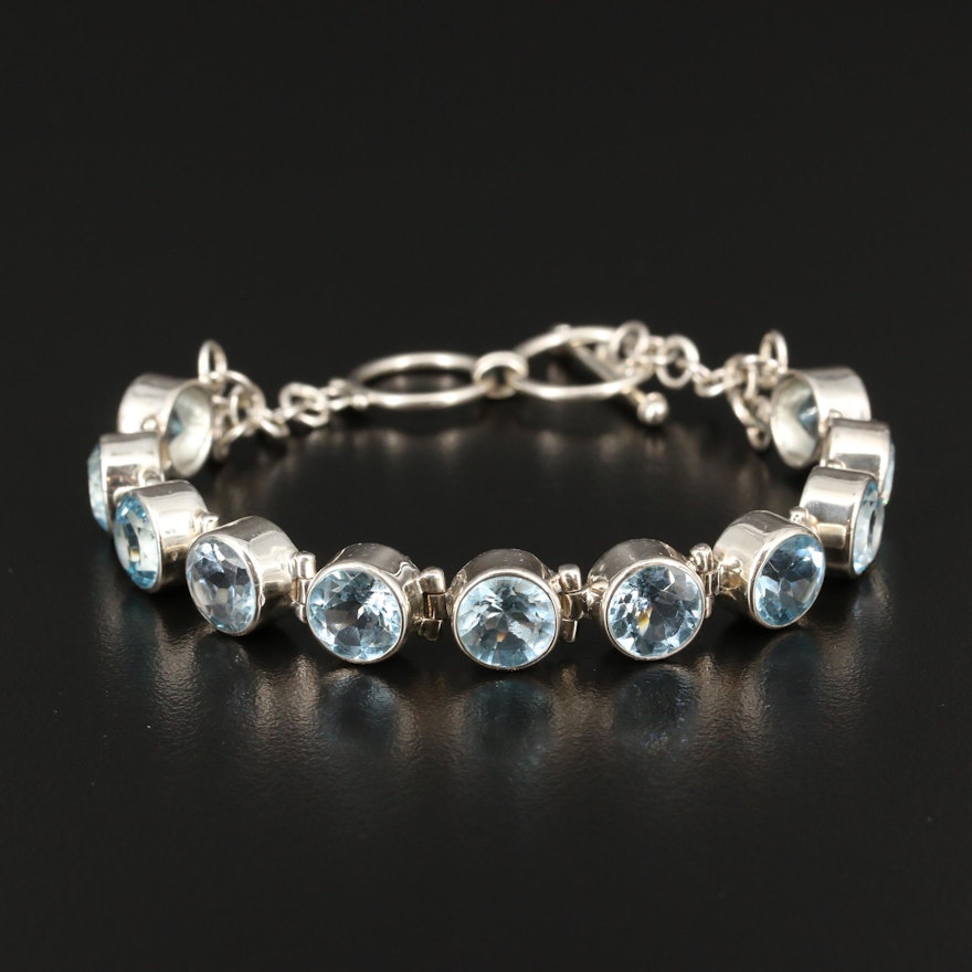 Sterling Topaz Bezel Bracelet