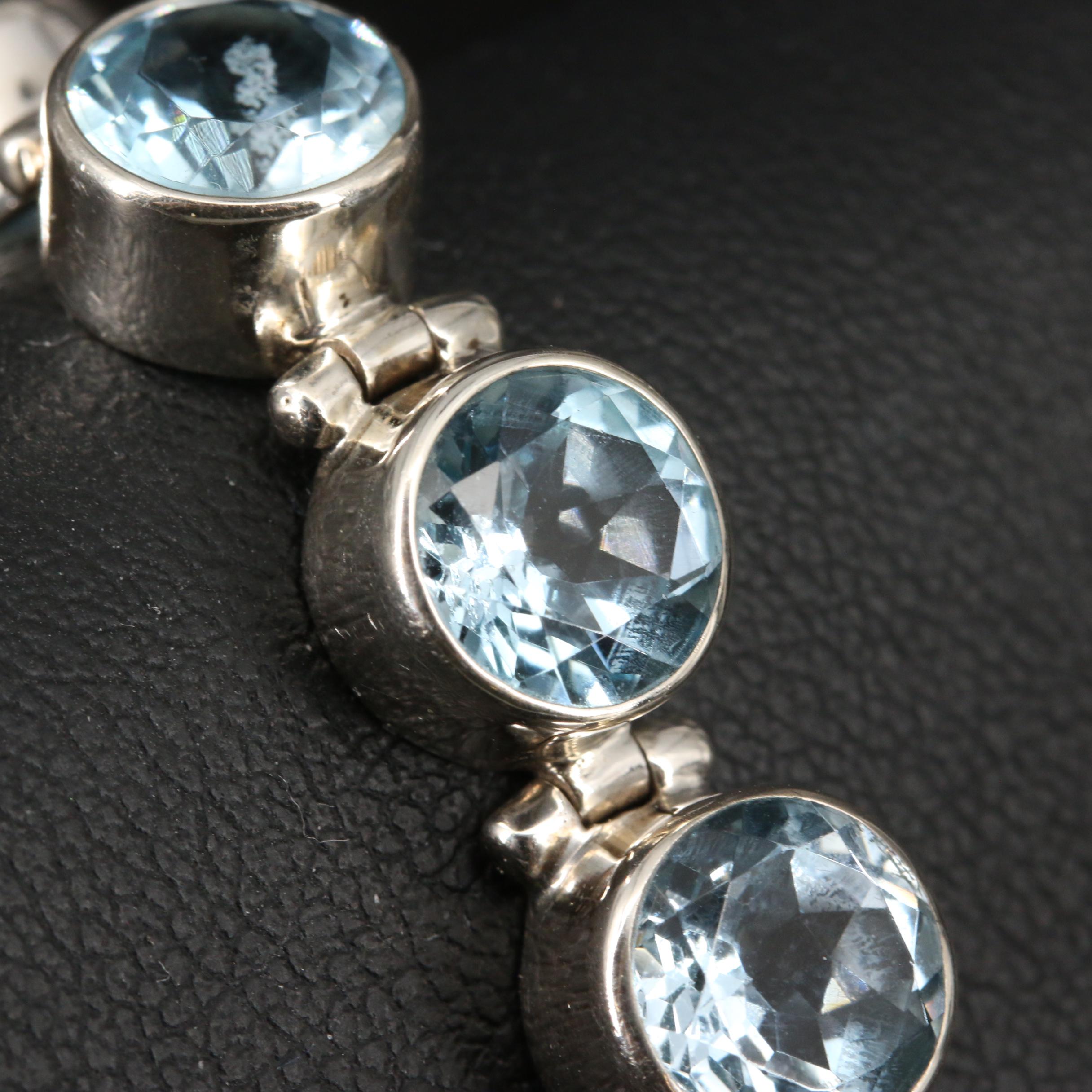 Sterling Topaz Bezel Bracelet