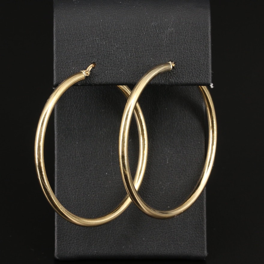 18K Cylindrical Hoop Earrings