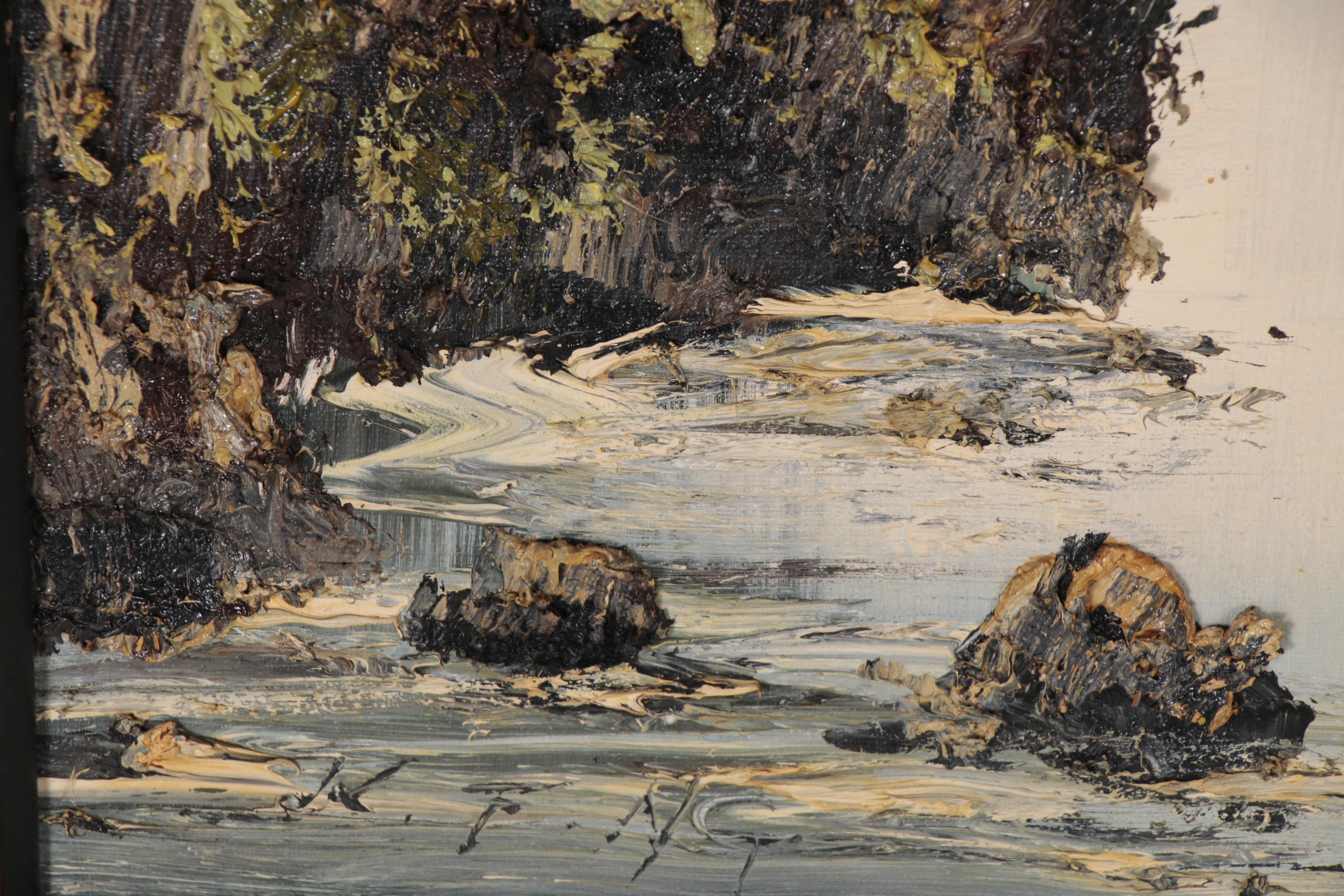 Kee Fung Ng Impasto Triptych Oil Painting of Forest, Late 20th Century