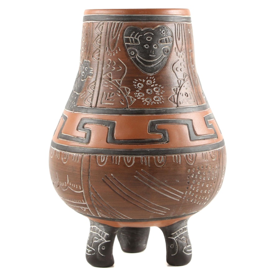 Pre-Columbian Style Reproduction Earthenware Vase