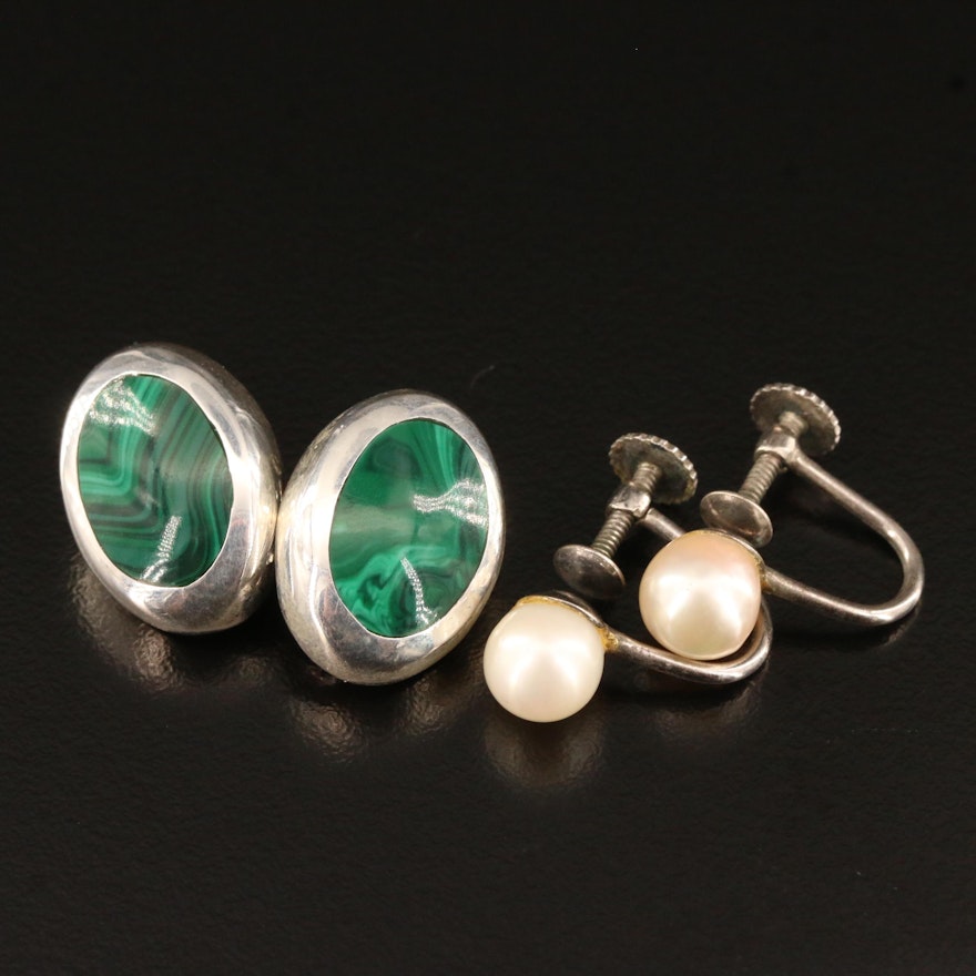 Sterling Silver Non-Pierced Earrings with Pearl