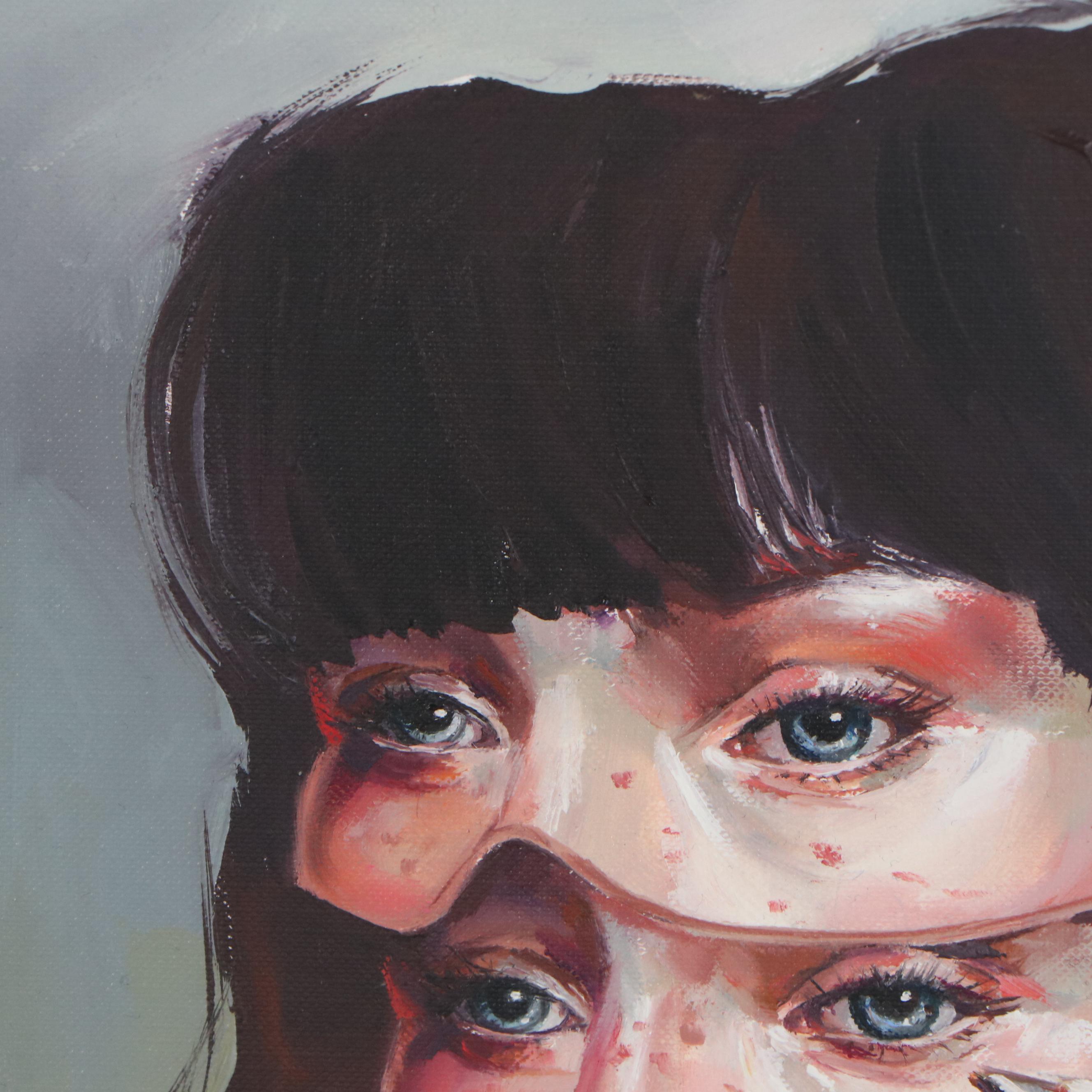 Maria Babushka Surreal Oil Painting after Aykut Aydoğdu "Honest Look," 2020