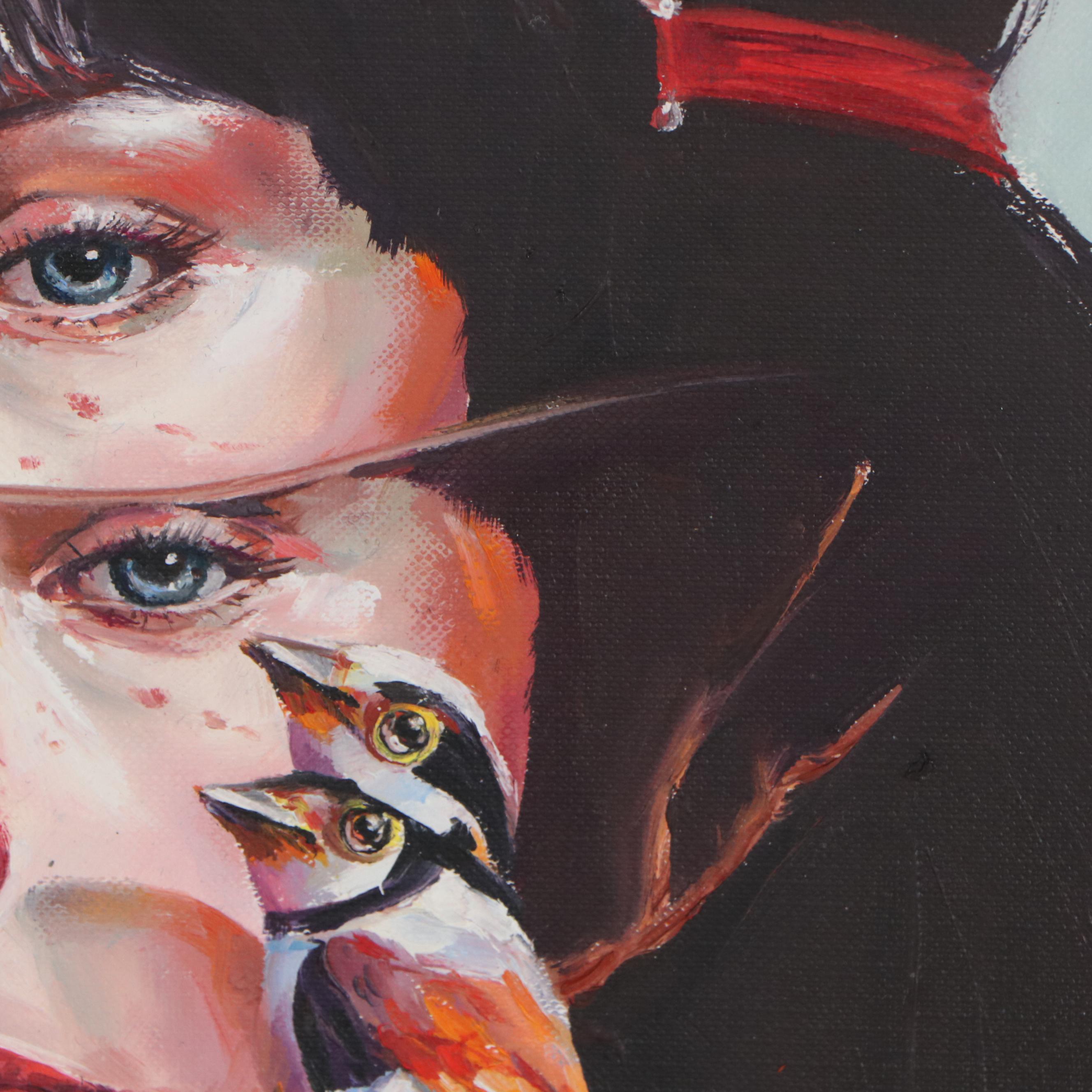 Maria Babushka Surreal Oil Painting after Aykut Aydoğdu "Honest Look," 2020