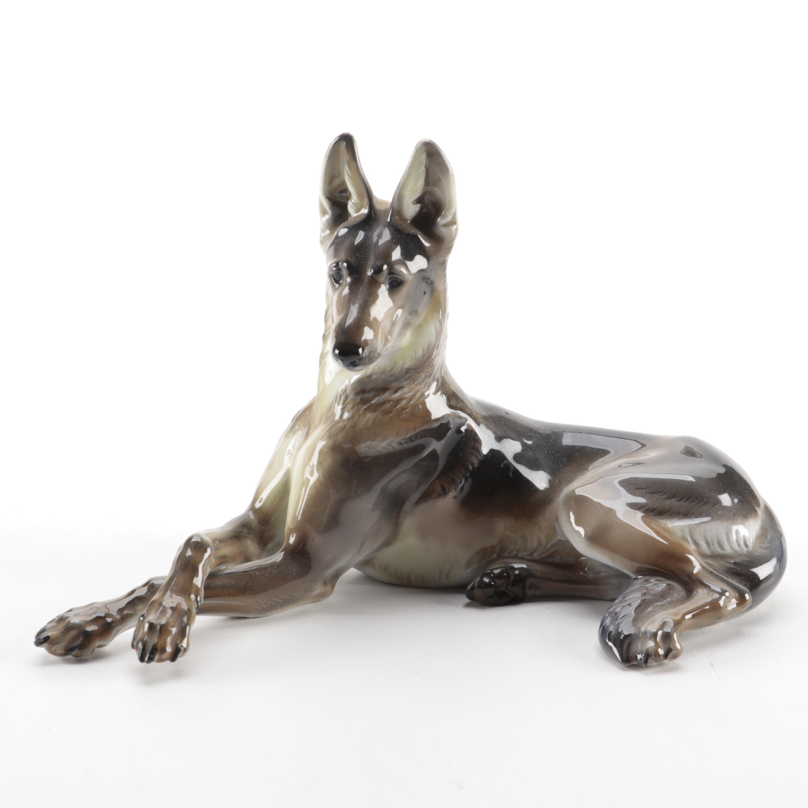 Prof. H. Karner for Rosenthal Ceramic German Shepherd Figurine