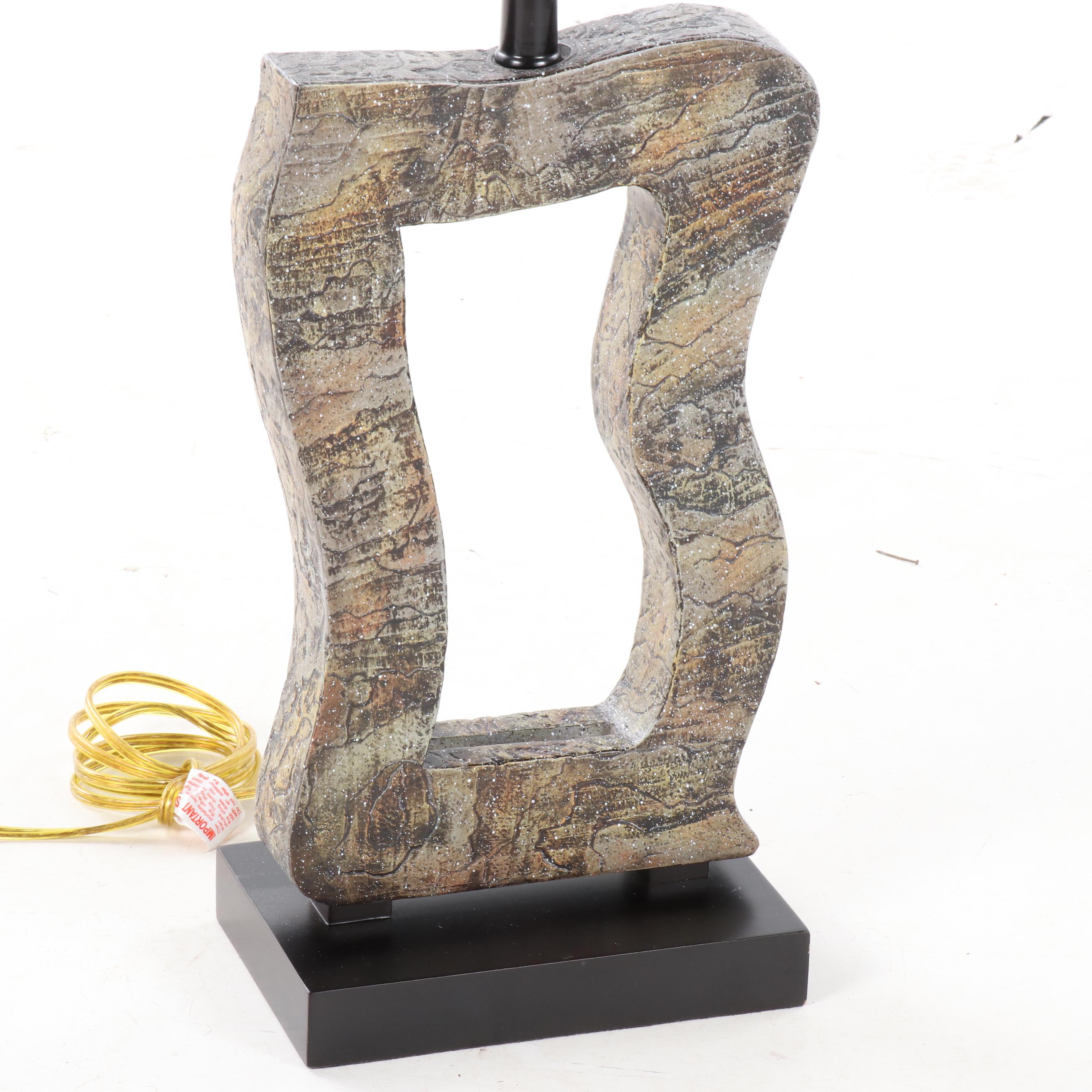 Patinated Metal Rectangular Table Lamp, Contemporary