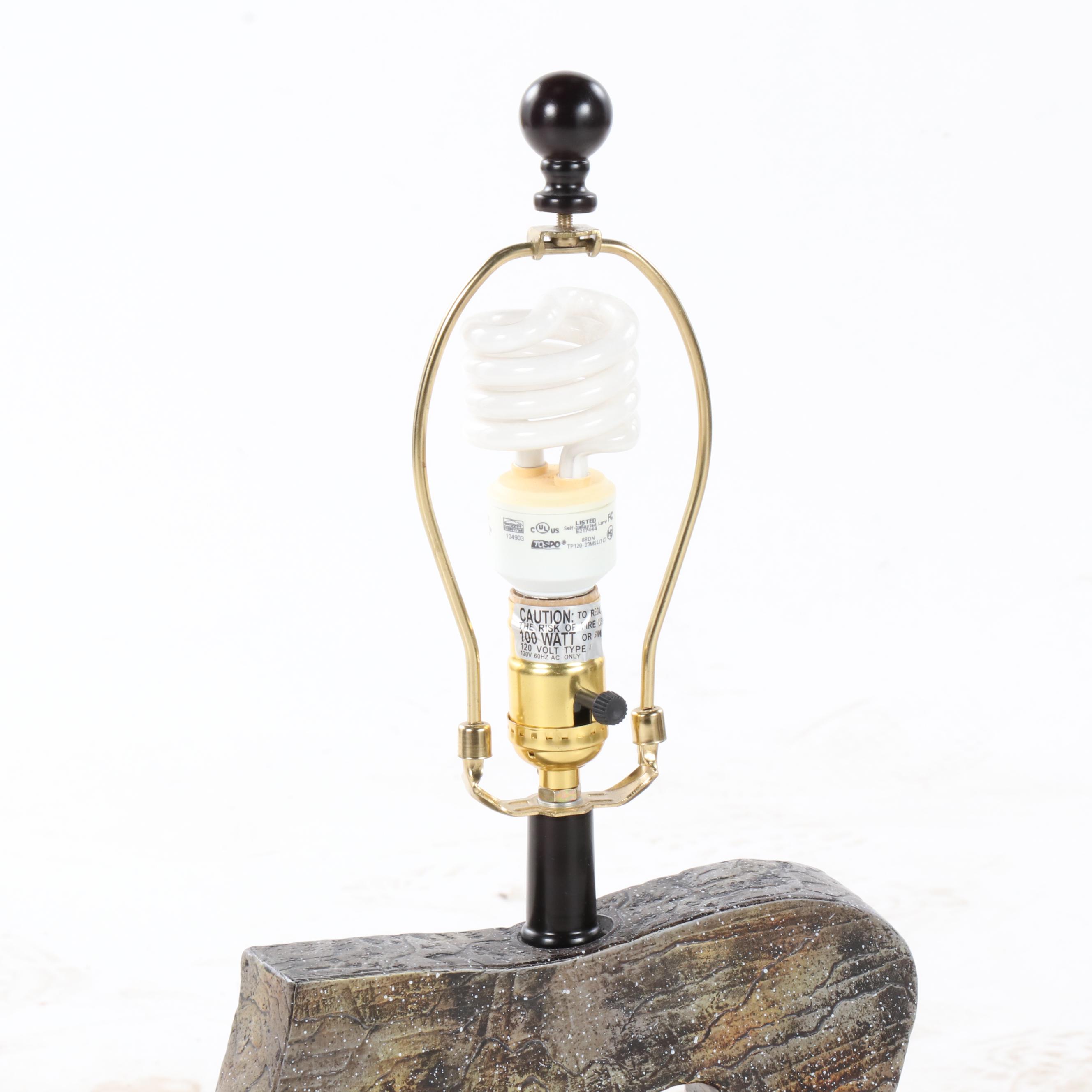 Patinated Metal Rectangular Table Lamp, Contemporary