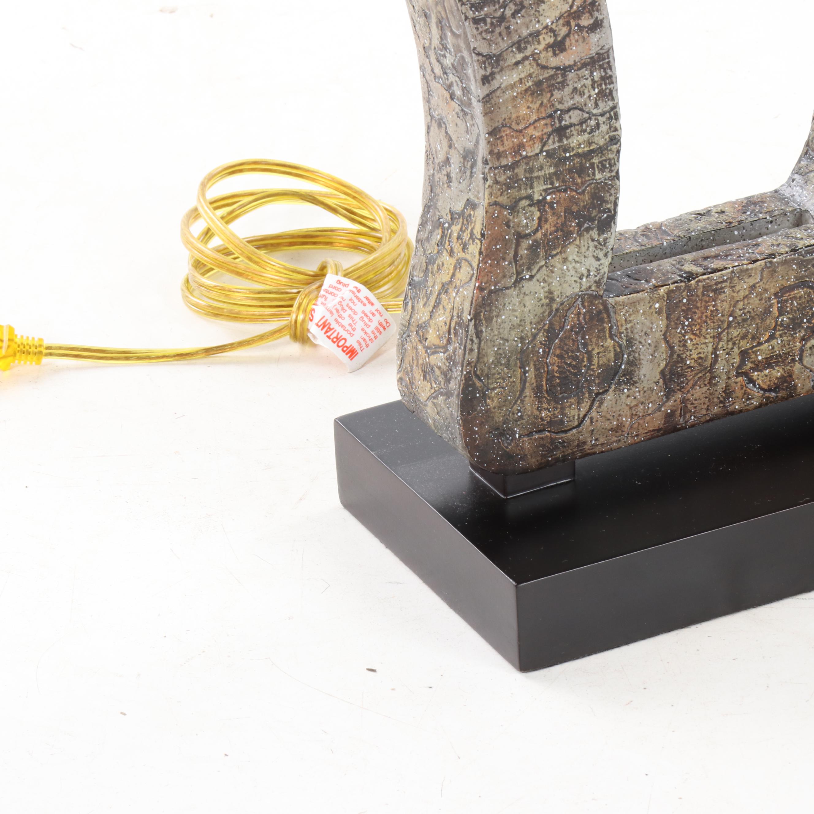 Patinated Metal Rectangular Table Lamp, Contemporary