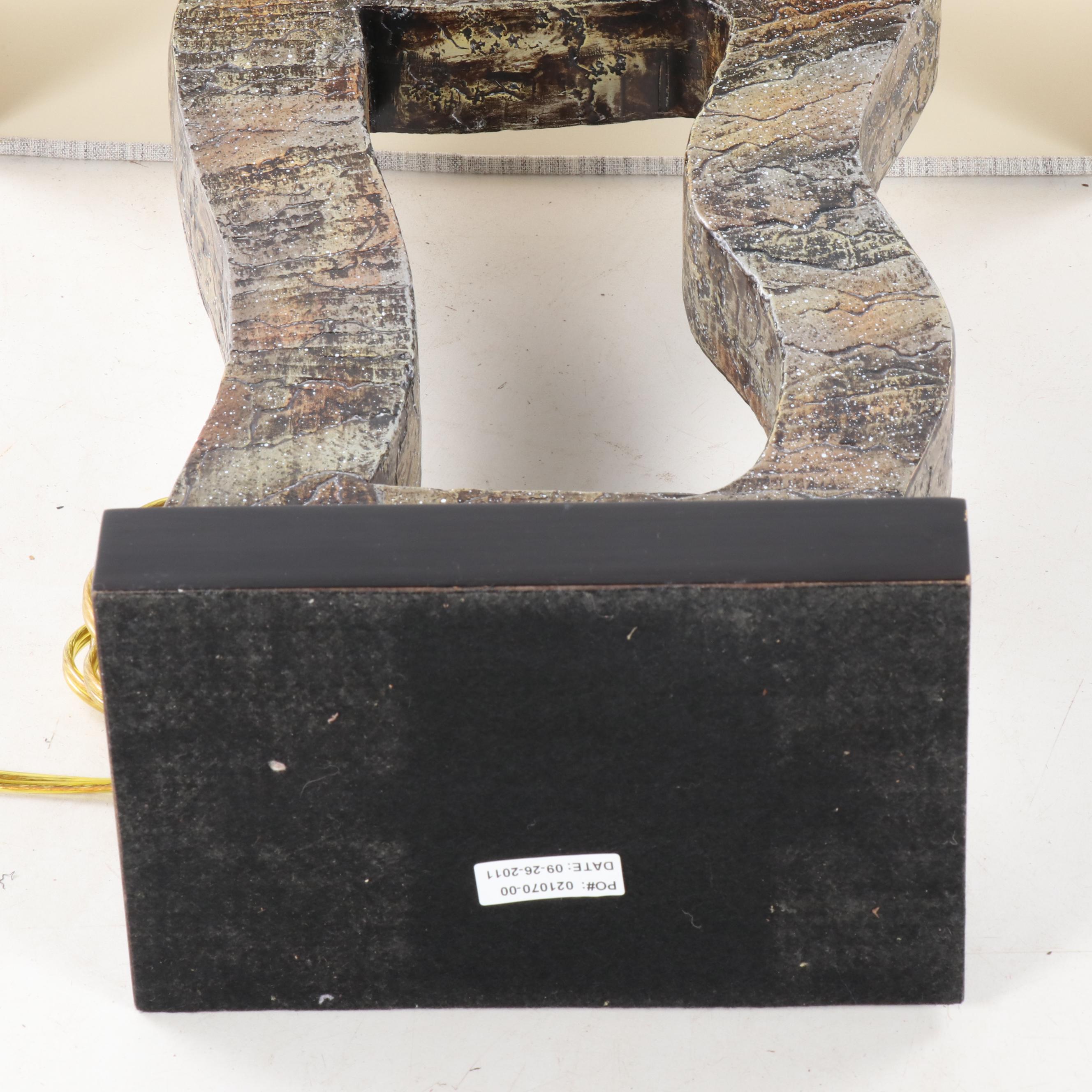 Patinated Metal Rectangular Table Lamp, Contemporary