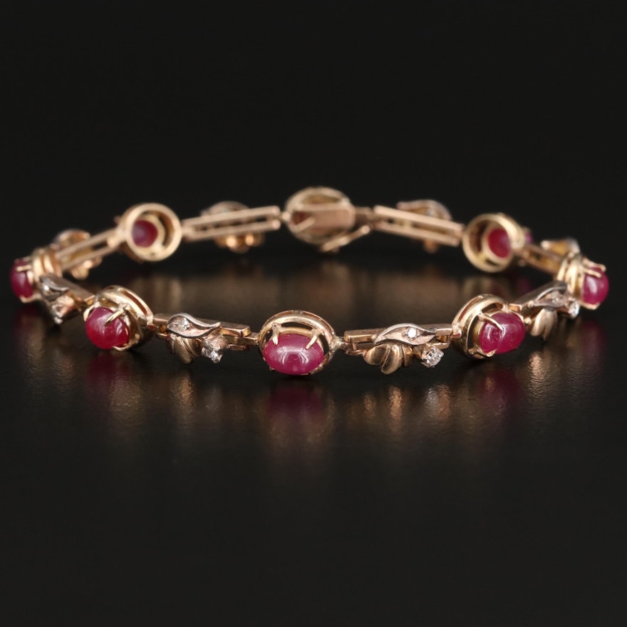10K Ruby and Diamond Bracelet with Sterling Accents