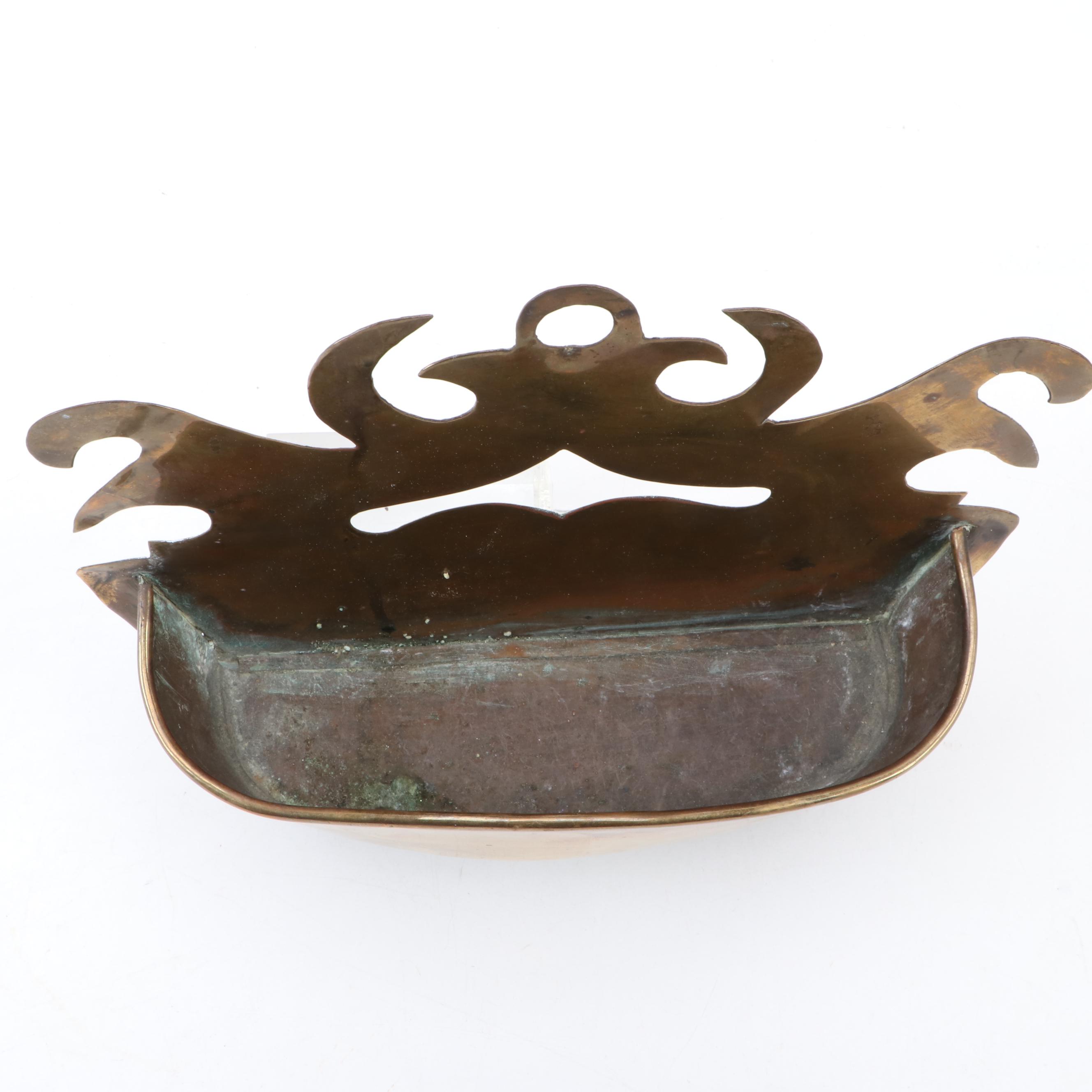 Brass Decorative Wall Planter, Mid to Late 20th Century